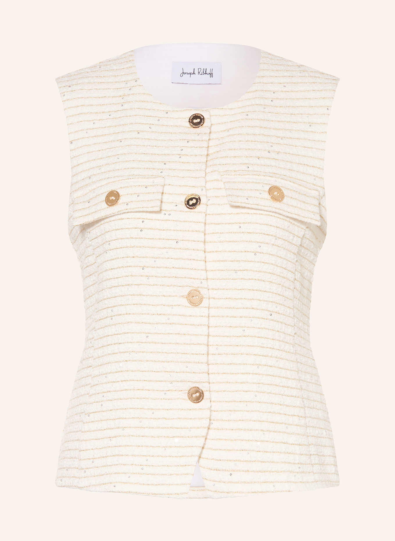 Joseph Ribkoff Blazerweste aus Bouclé mit Pailletten: CREME / GOLD