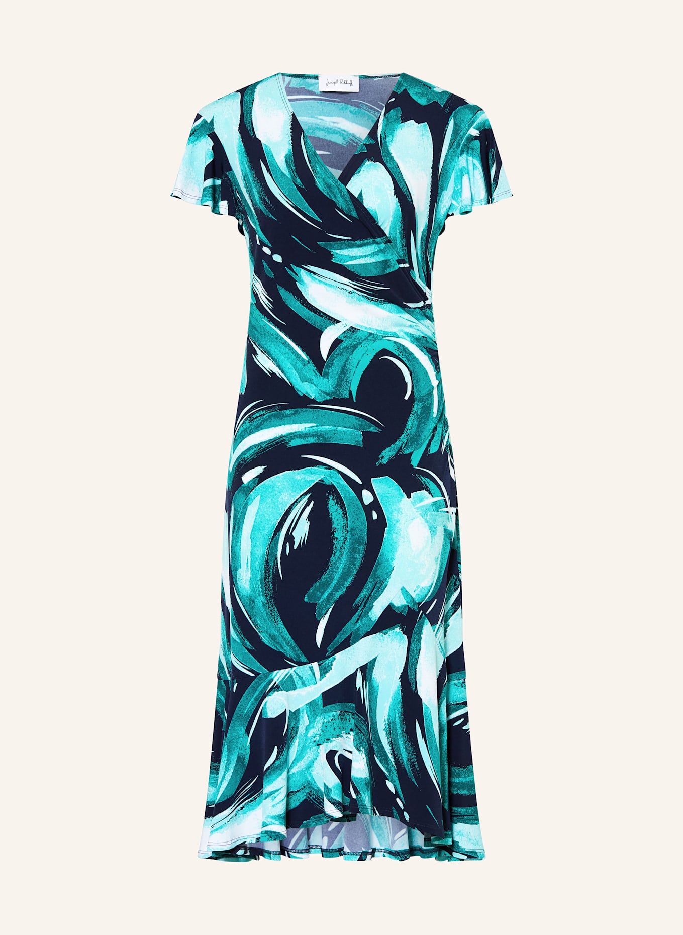 Joseph Ribkoff Žerzejové šaty v zavinovacím vzhledu: ZELENÁ / BÍLÁ / TMAVĚ MODRÁ