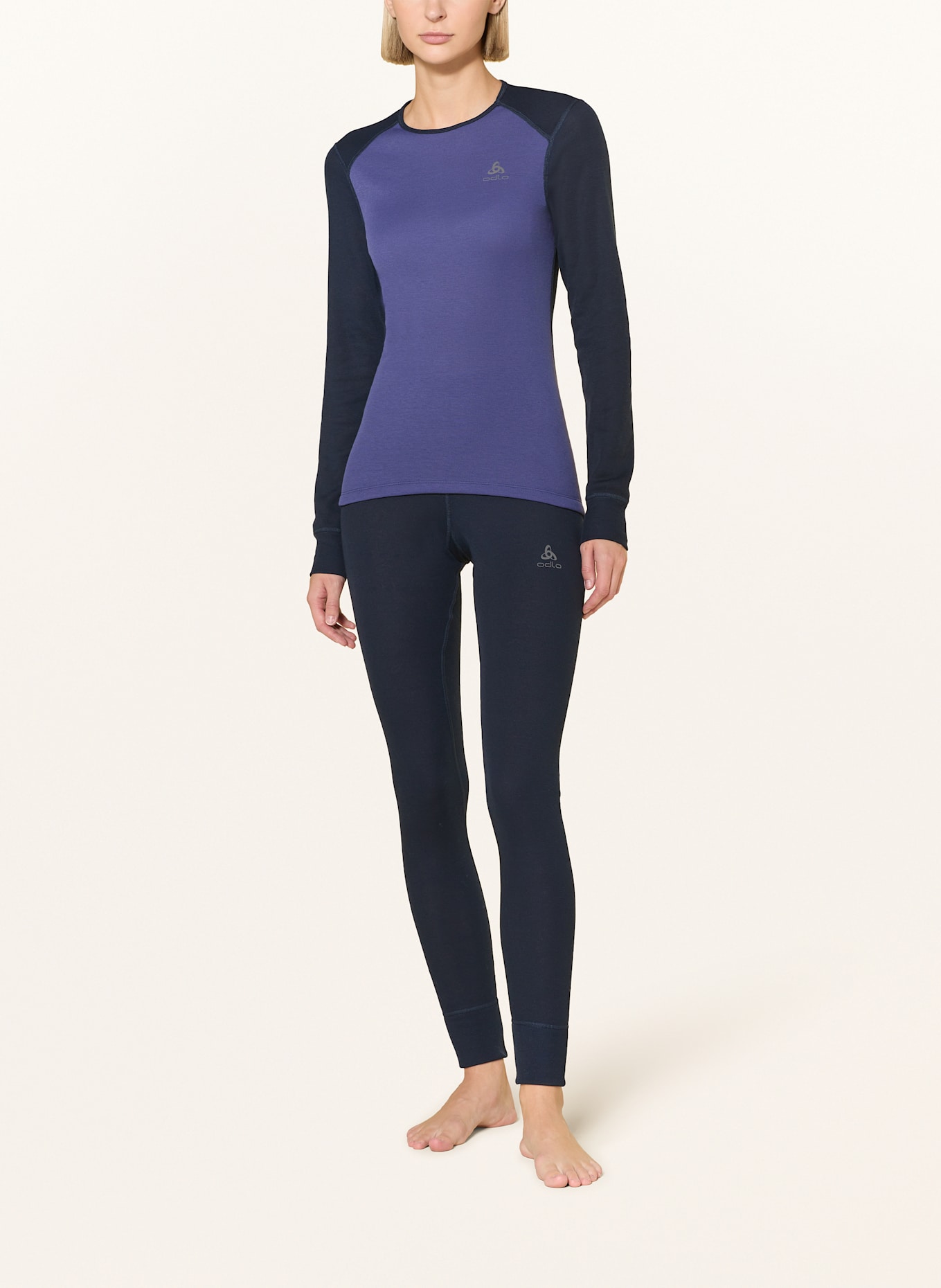 odlo Funktionswäsche-Set ACTIVE WARM: DUNKELBLAU / LILA