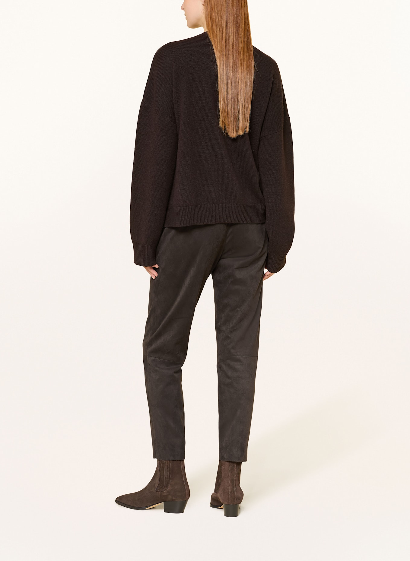 Juvia Hose im Jogging-Stil in Lederoptik: DUNKELBRAUN