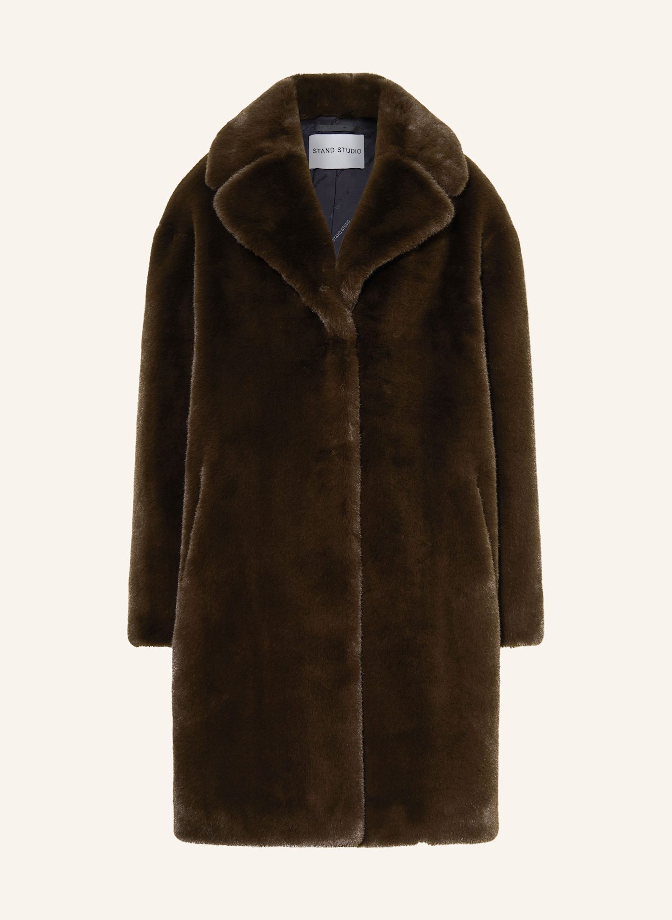 STAND STUDIO Faux fur coat CAMILLE: DARK BROWN