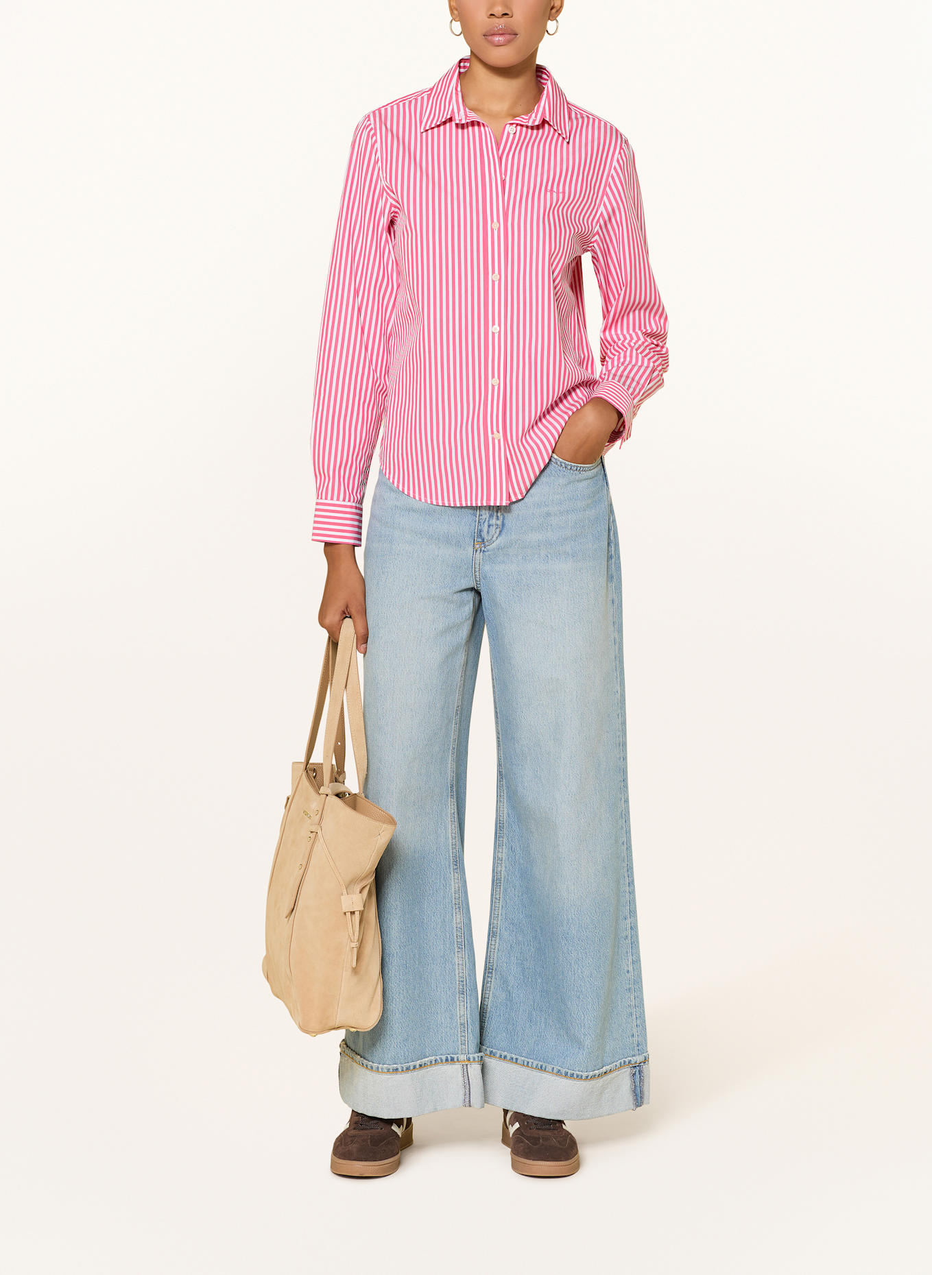 GANT Hemdbluse: PINK / WEISS