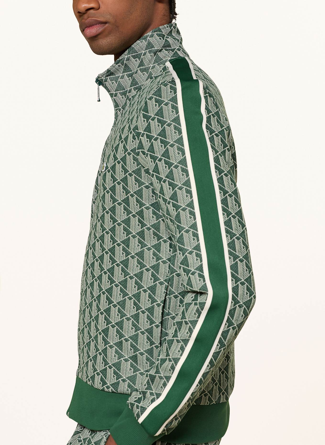 LACOSTE Trainingsjacke: GRÜN / WEISS