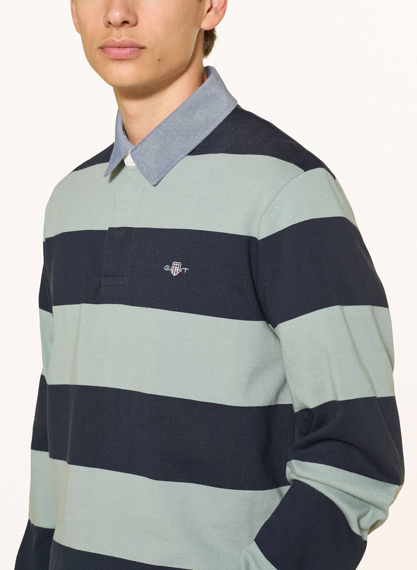 GANT Rugbyshirt: HELLGRÜN / DUNKELBLAU