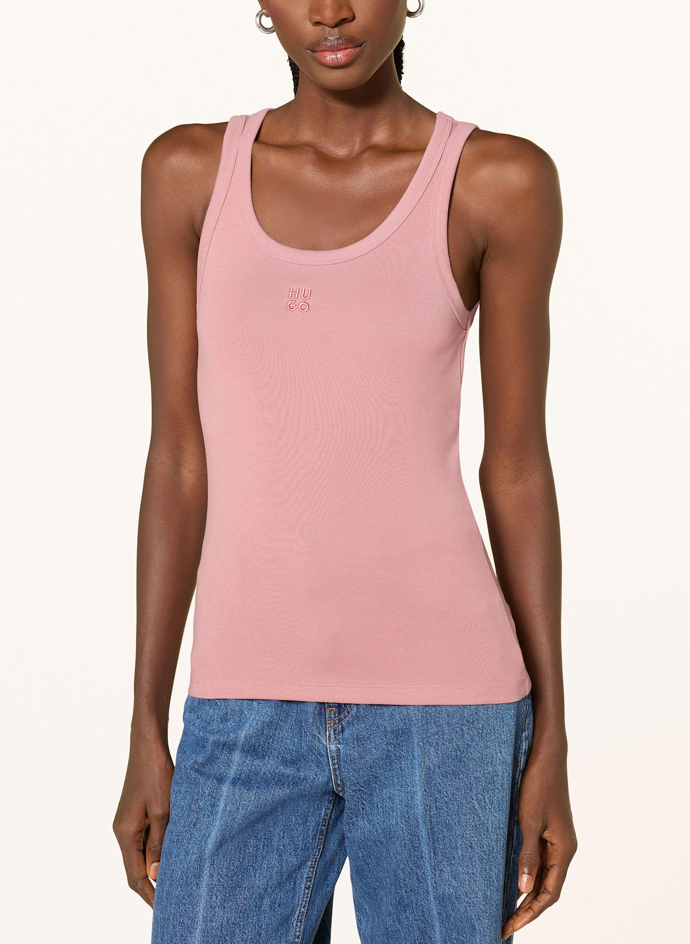 HUGO Top DATAMIA: BLADORÓŻOWY