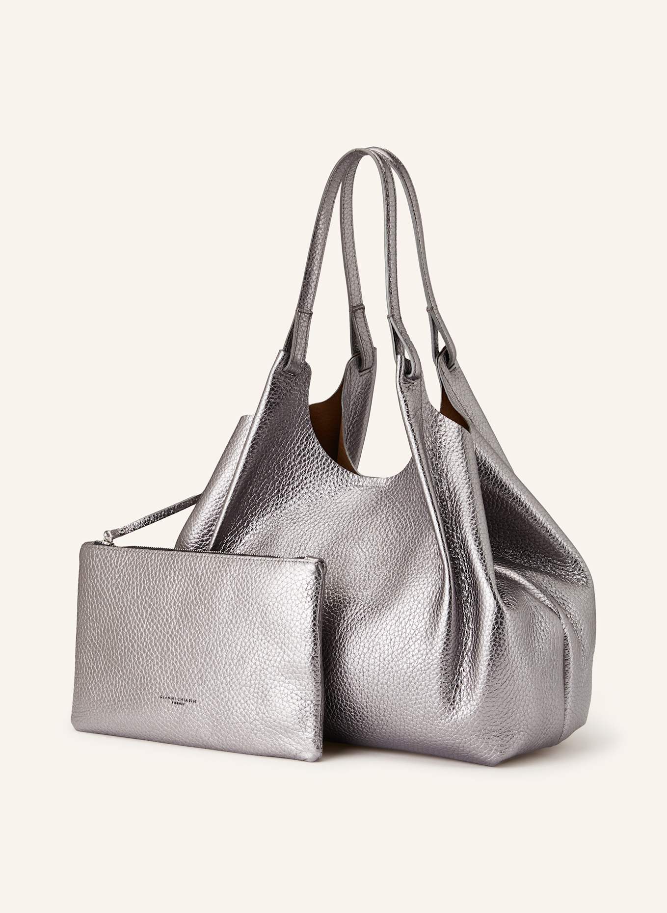 GIANNI CHIARINI Beuteltasche DUA XL mit Pouch: SILBER