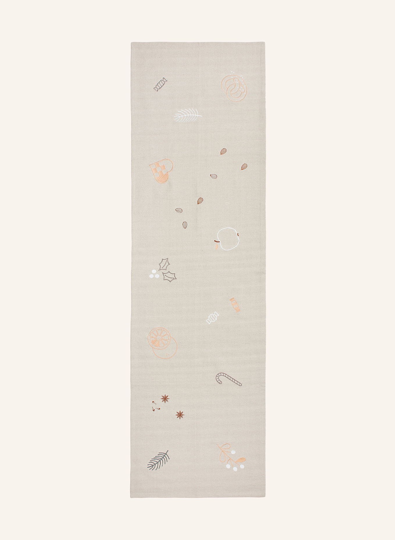 BROSTE COPENHAGEN Tischläufer FRYD: BEIGE / ORANGE