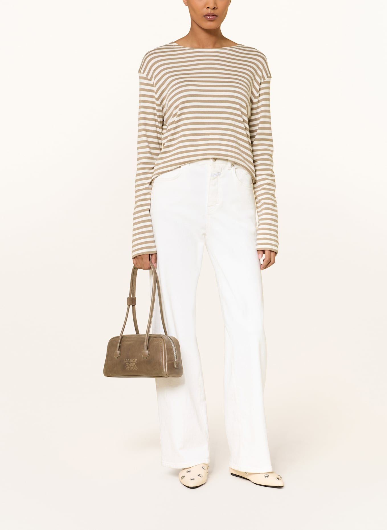 CLOSED Longsleeve: BEIGE / WEISS