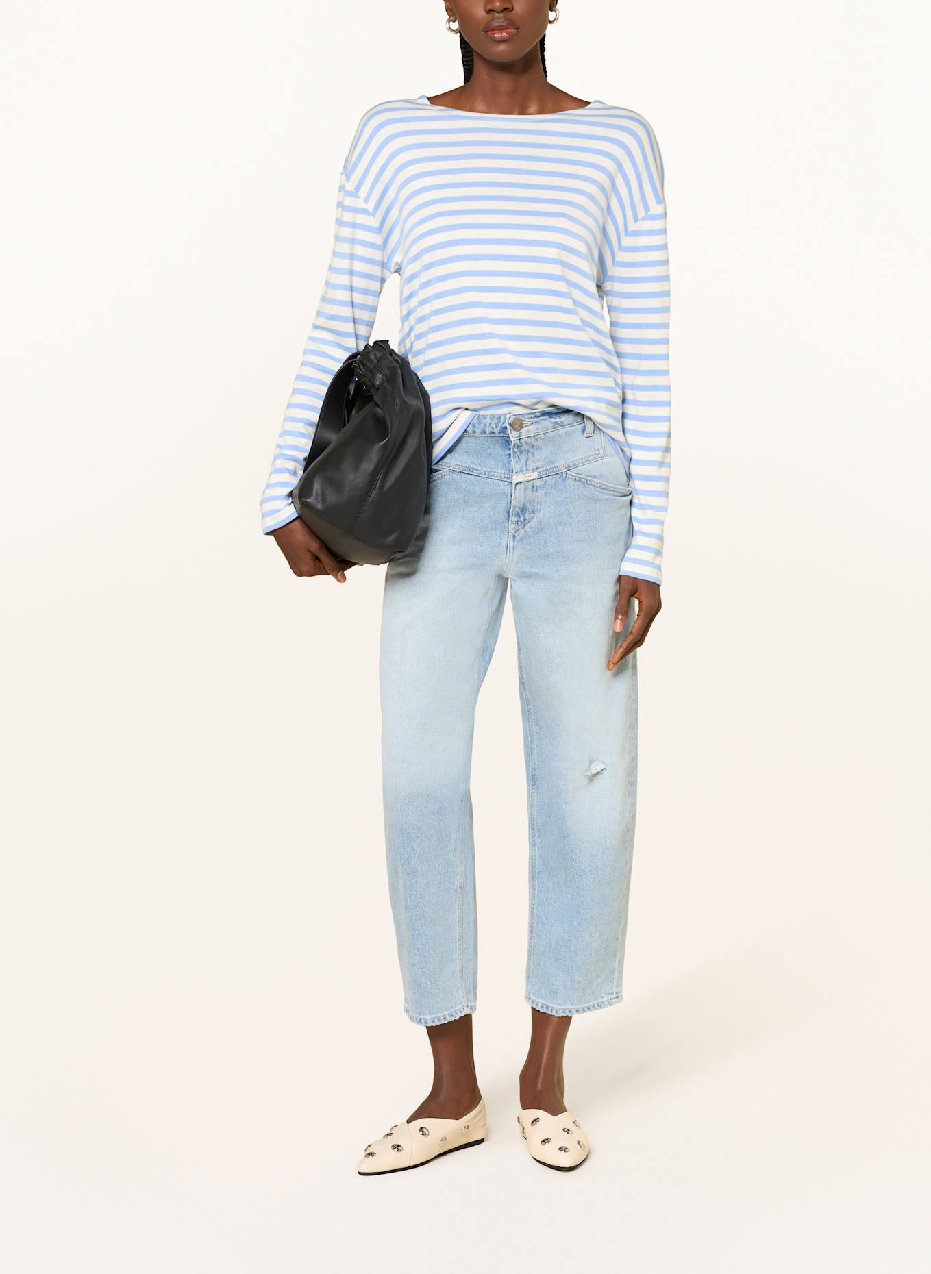 CLOSED long-sleeved shirt: LIGHT BLUE / CREAM