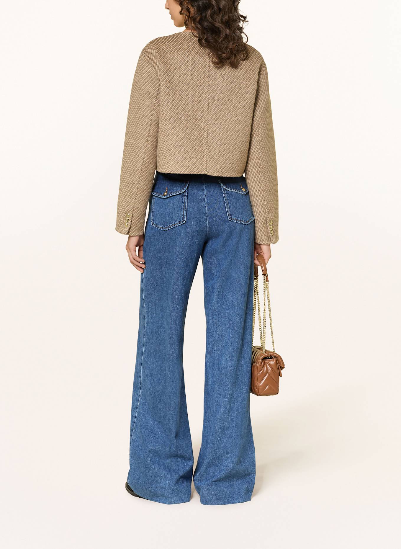 SANDRO Cropped-Jacke: BEIGE / GRAU