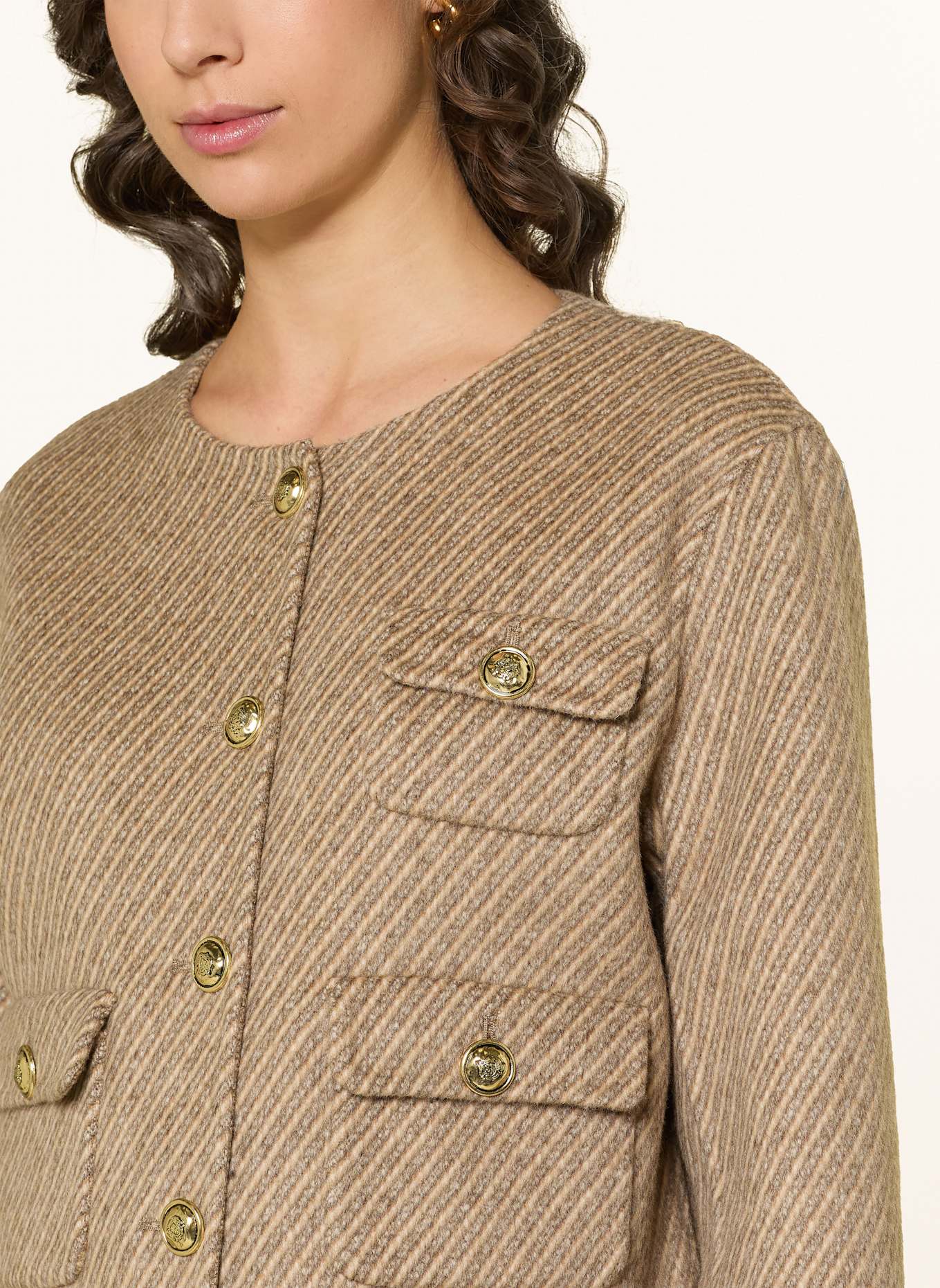 SANDRO Cropped-Jacke: BEIGE / GRAU