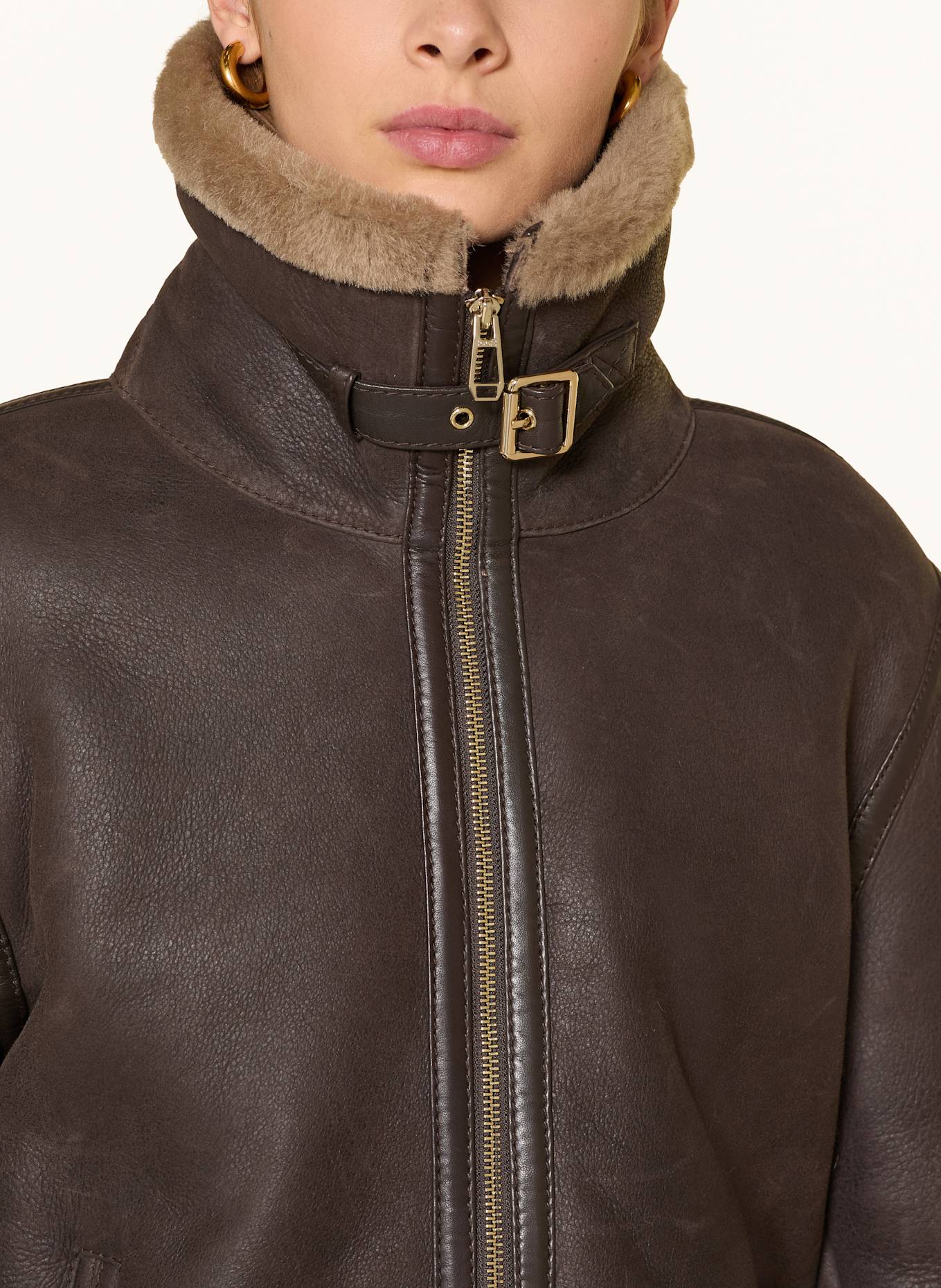 JOOP! Lederjacke mit Echtfell: BRAUN