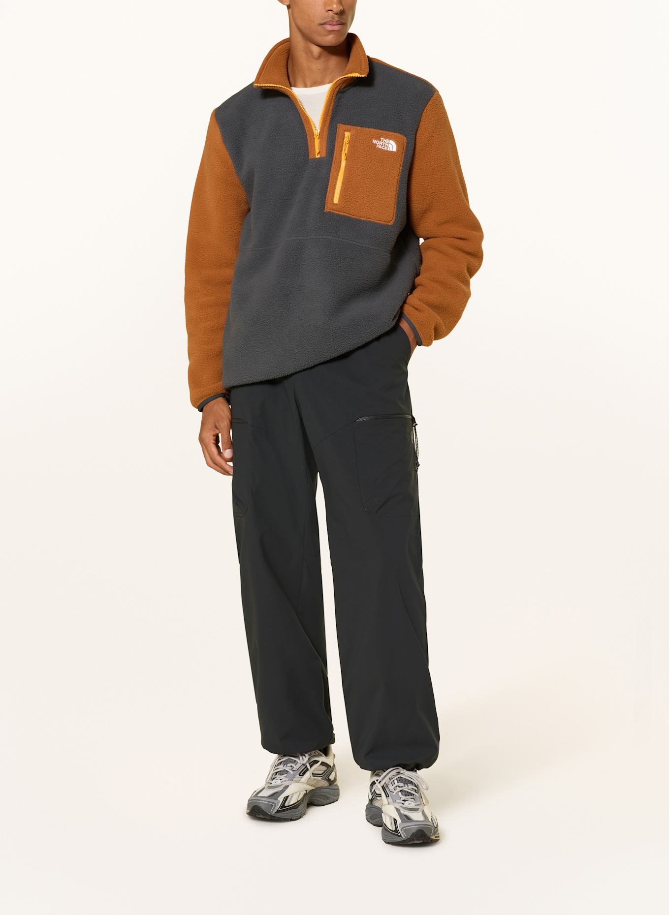THE NORTH FACE Fleece-Troyer YUMIORI: DUNKELGRAU / DUNKELORANGE