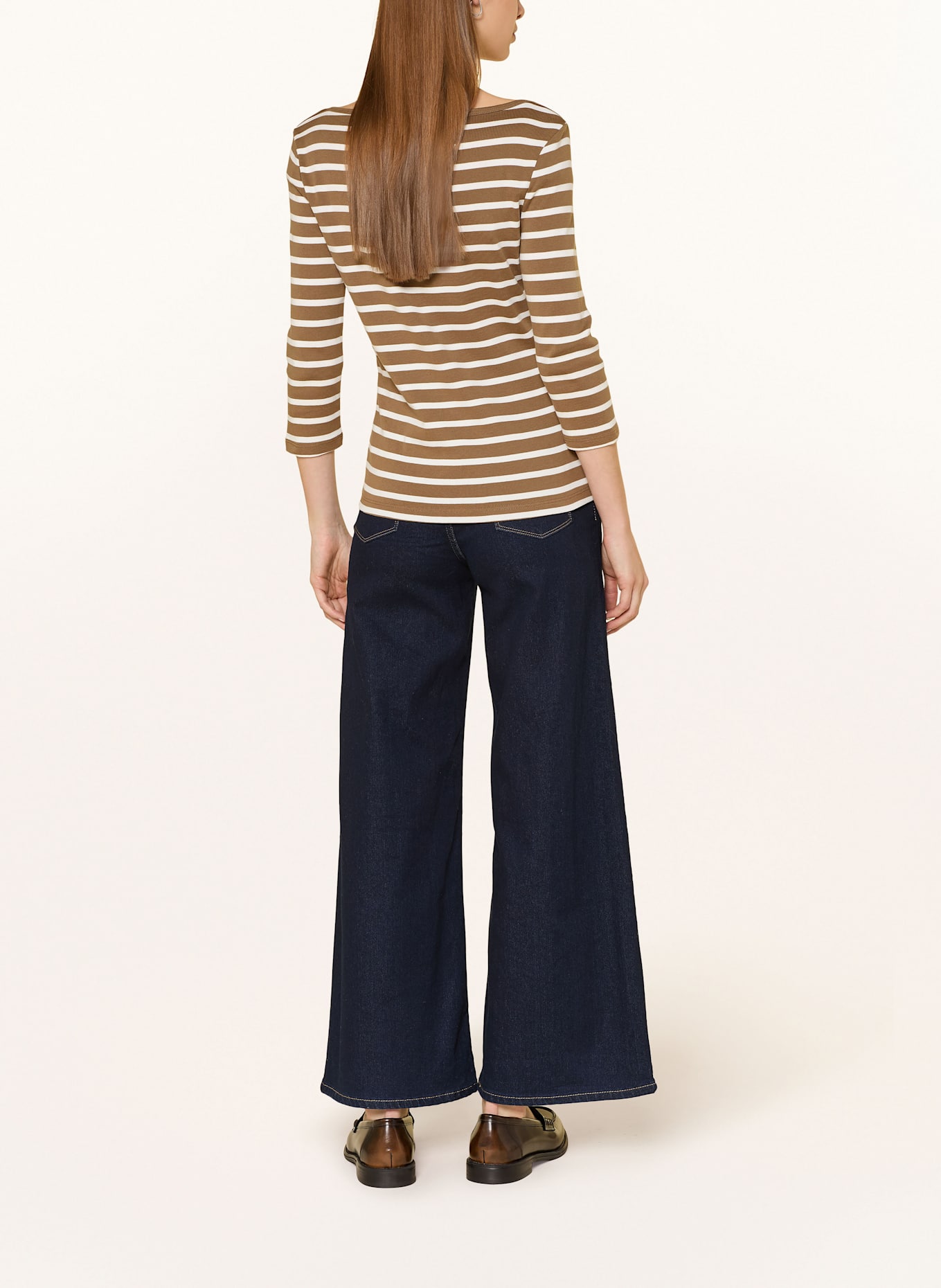 TOMMY HILFIGER Shirt mit 3/4-Arm: OLIV / WEISS