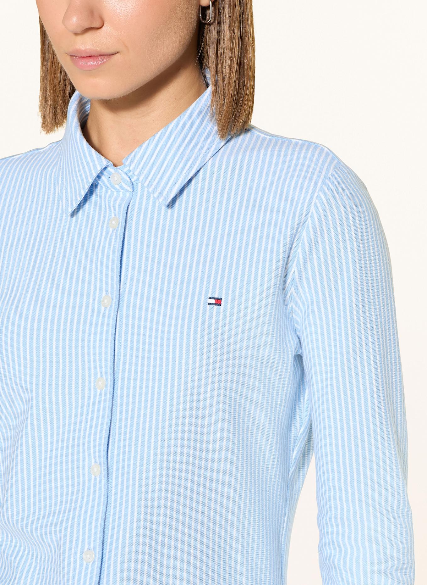 TOMMY HILFIGER Shirt blouse made of piqué: LIGHT BLUE / WHITE