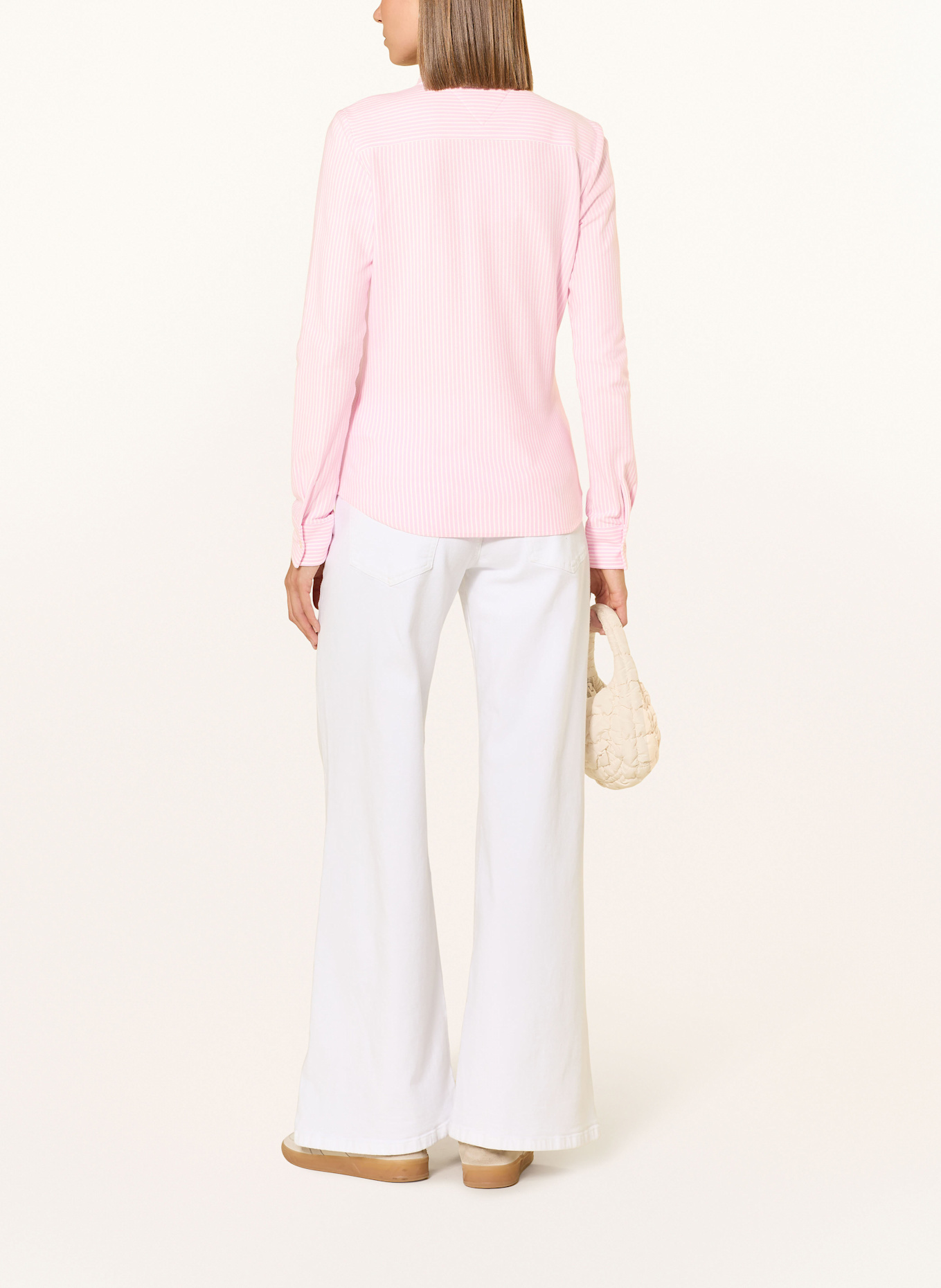 TOMMY HILFIGER Shirt blouse made of piqué: PINK / WHITE