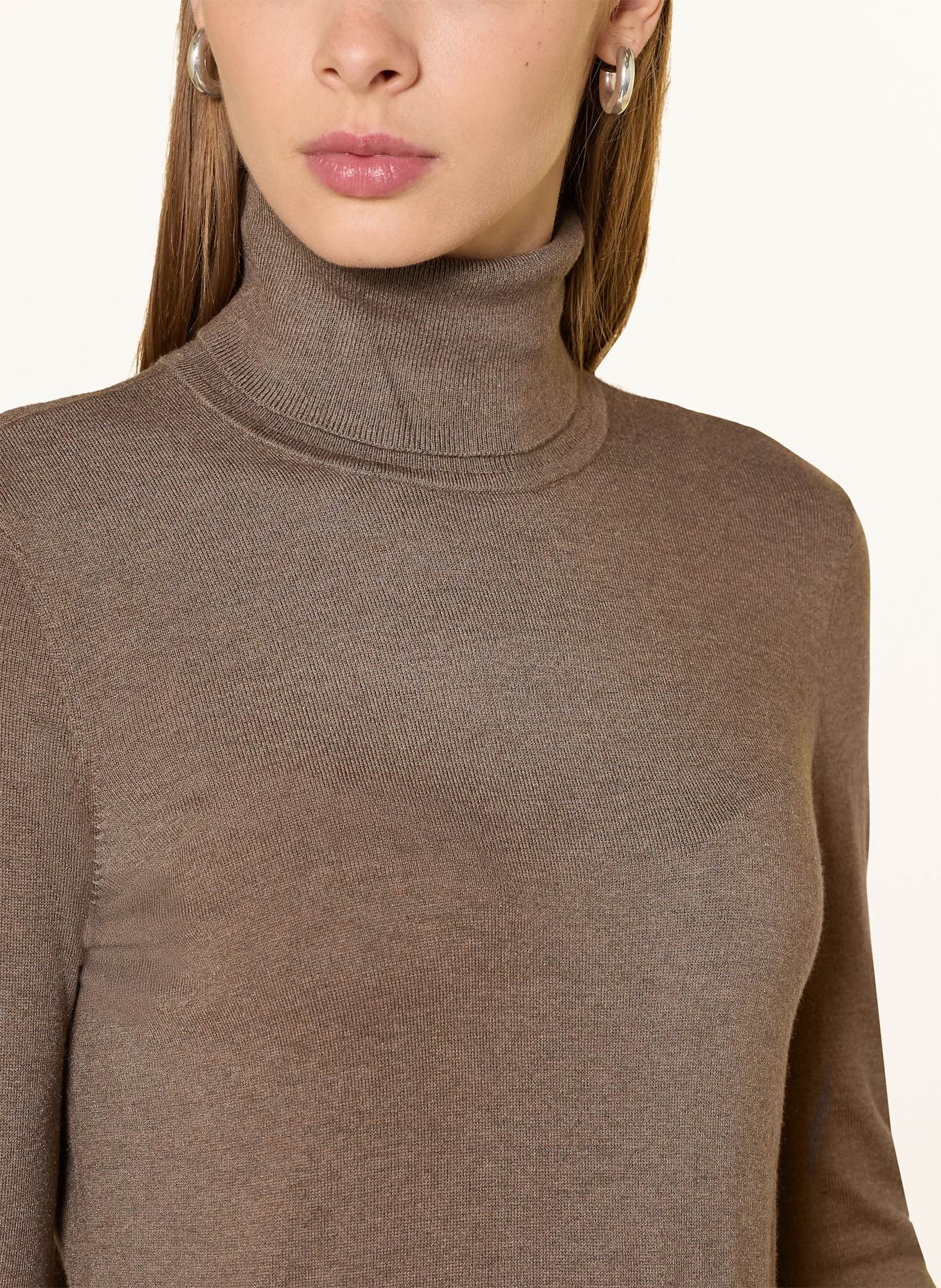 LAUREN RALPH LAUREN Rollkragenpullover mit Seide: BRAUN