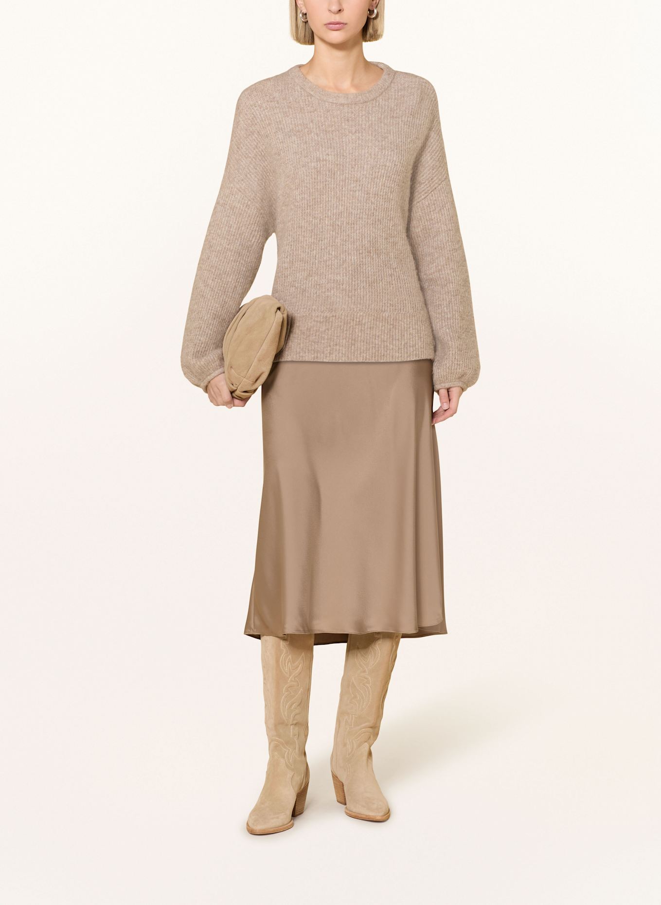 LAUREN RALPH LAUREN Satin skirt: BEIGE