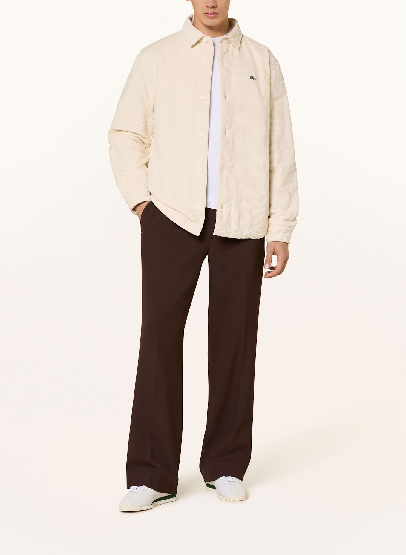 LACOSTE Cord-Overshirt: ECRU