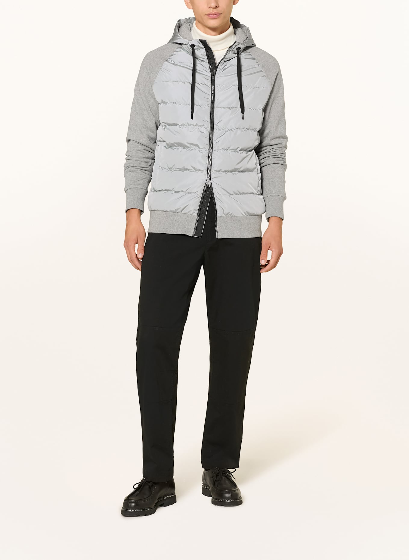 CANADA GOOSE Bluza rozpinana HYBRIDGE HURON z mieszanki materiałów: SREBRNY