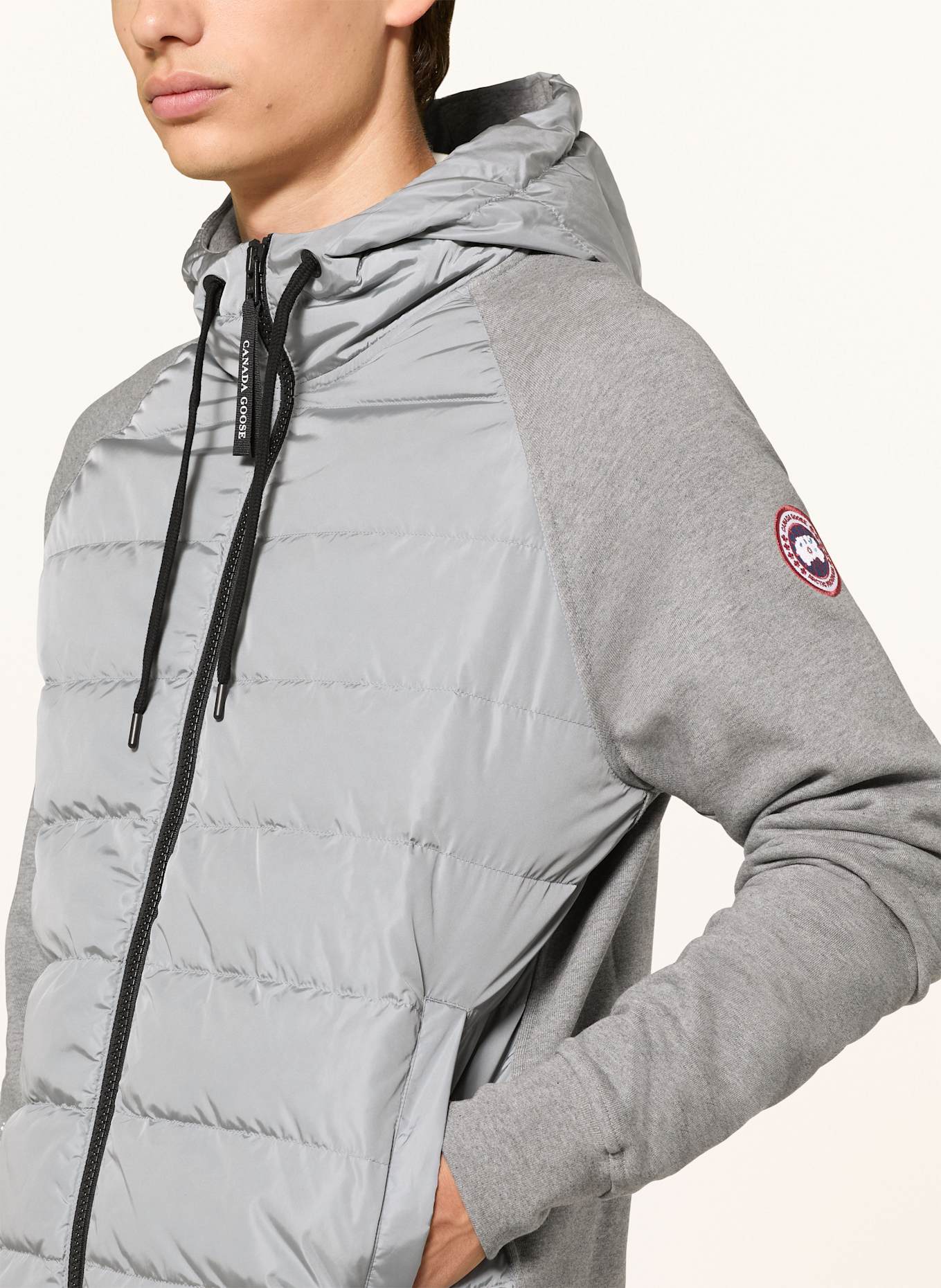 CANADA GOOSE Bluza rozpinana HYBRIDGE HURON z mieszanki materiałów: SREBRNY