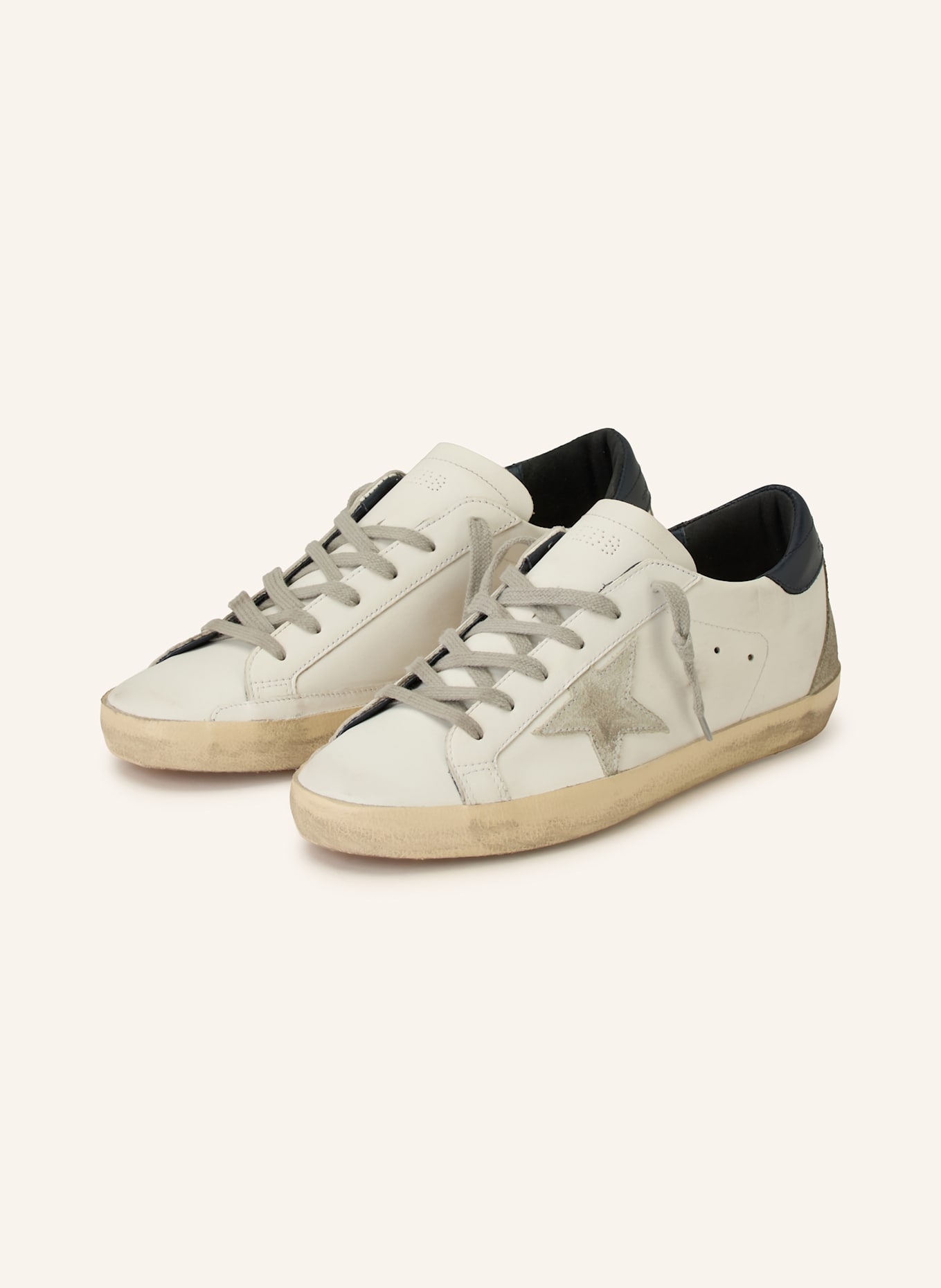 GOLDEN GOOSE Sneaker SUPER-STAR: WEISS / HELLGRAU