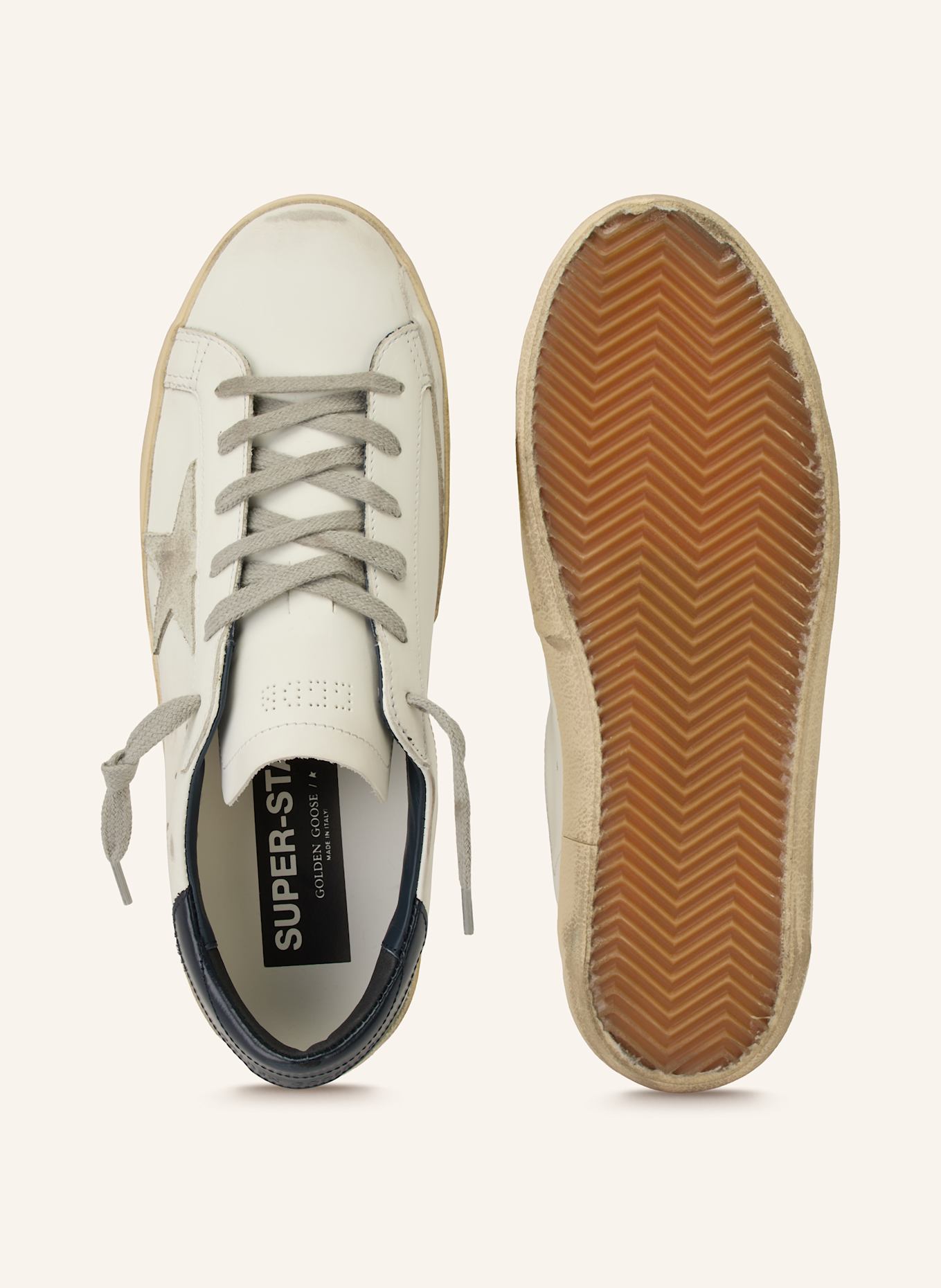 GOLDEN GOOSE Sneaker SUPER-STAR: WEISS / HELLGRAU
