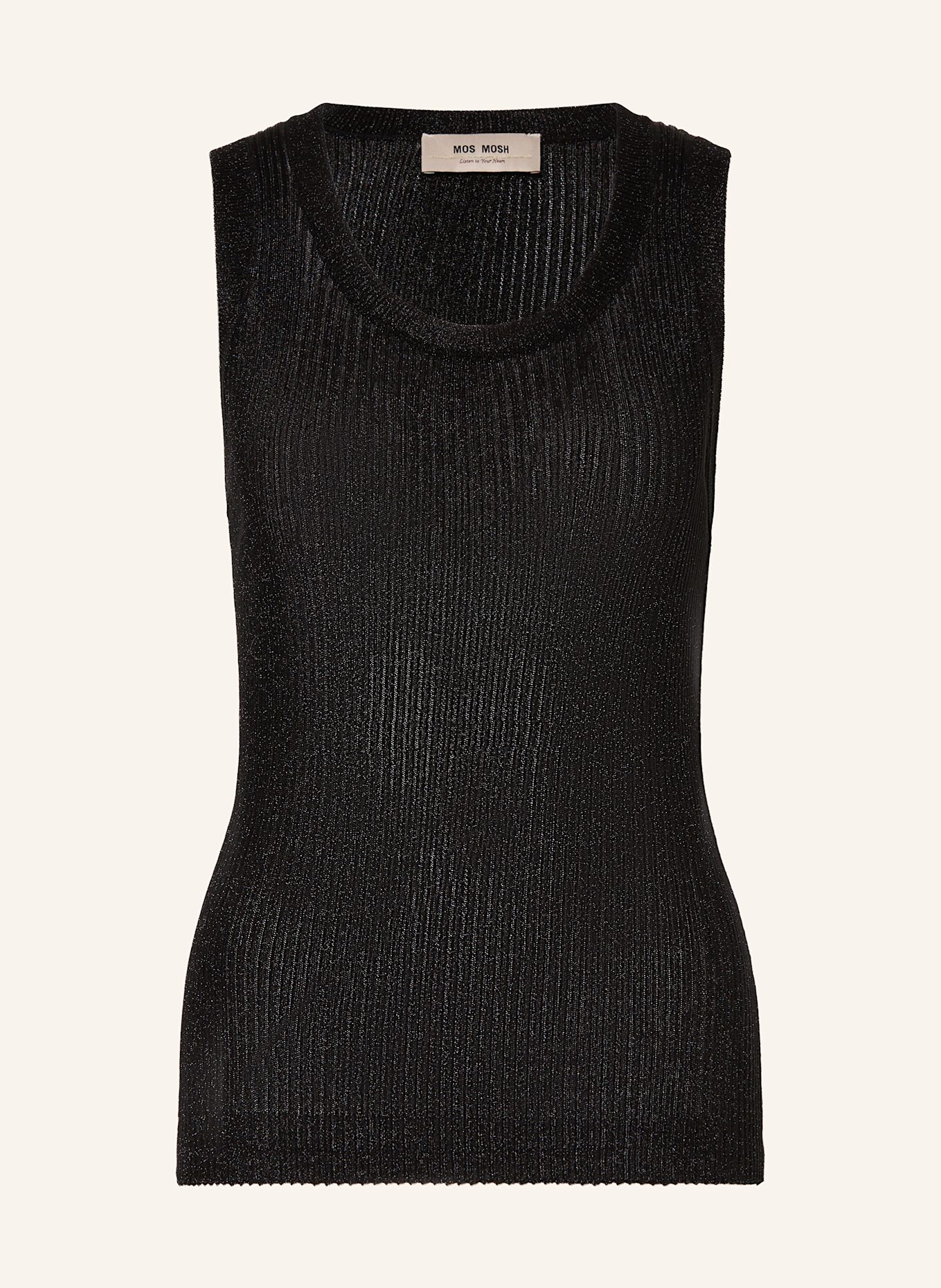 MOS MOSH Stricktop MMRELANA mit Glanzgarn: SCHWARZ