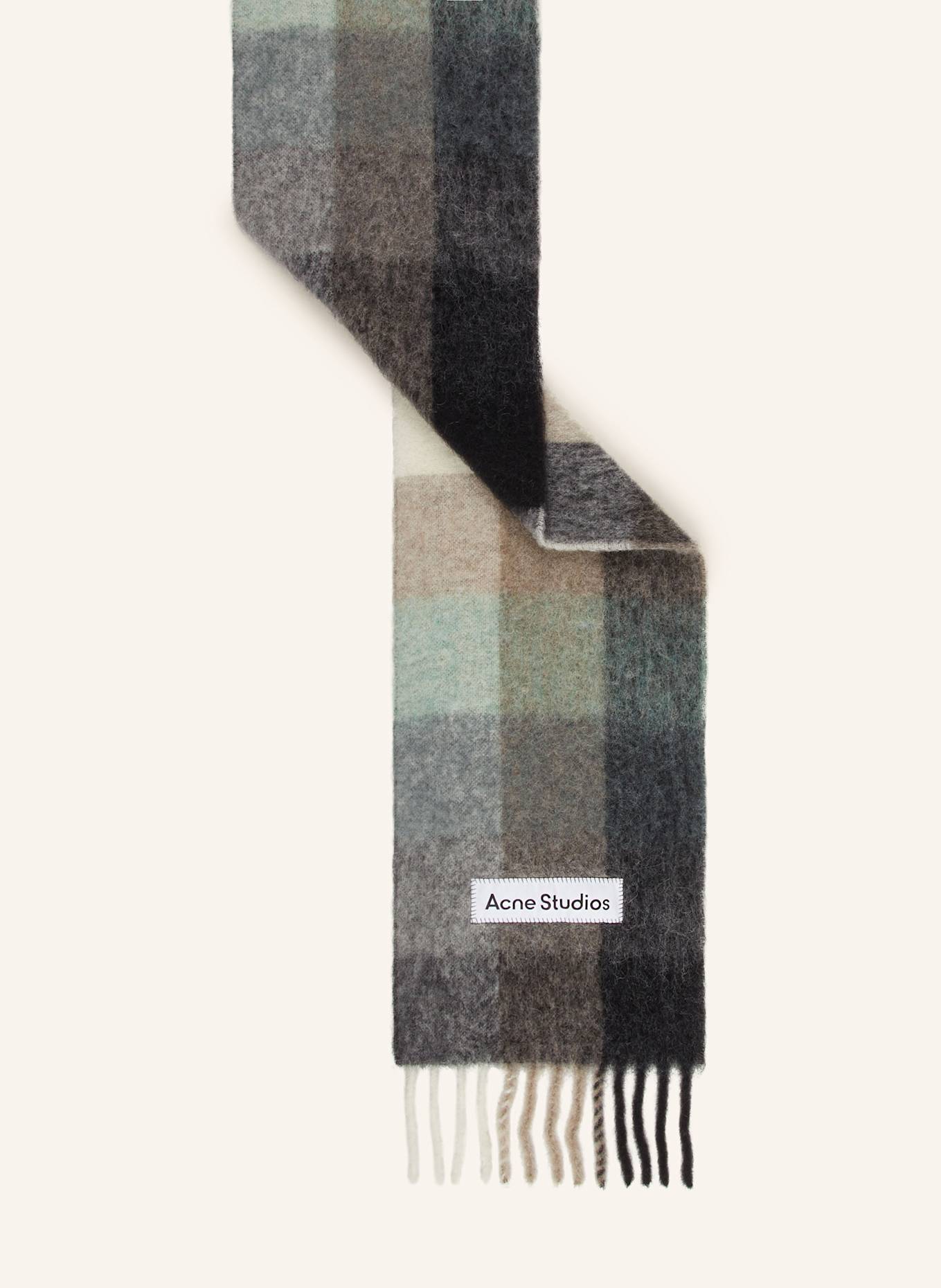 Acne Studios Szal z dodatkiem alpaki: SZARY / JASNOZIELONY