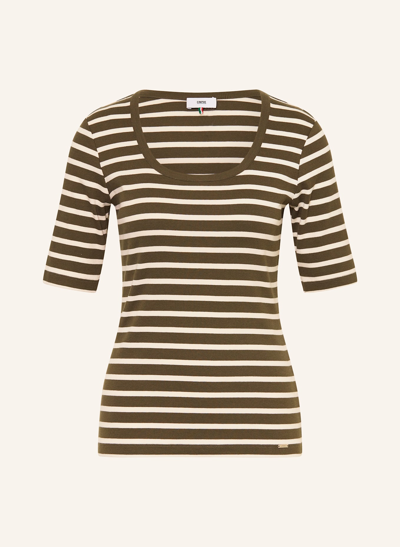 CINQUE T-shirt CIRIOLA: OLIWKOWY / BIAŁY