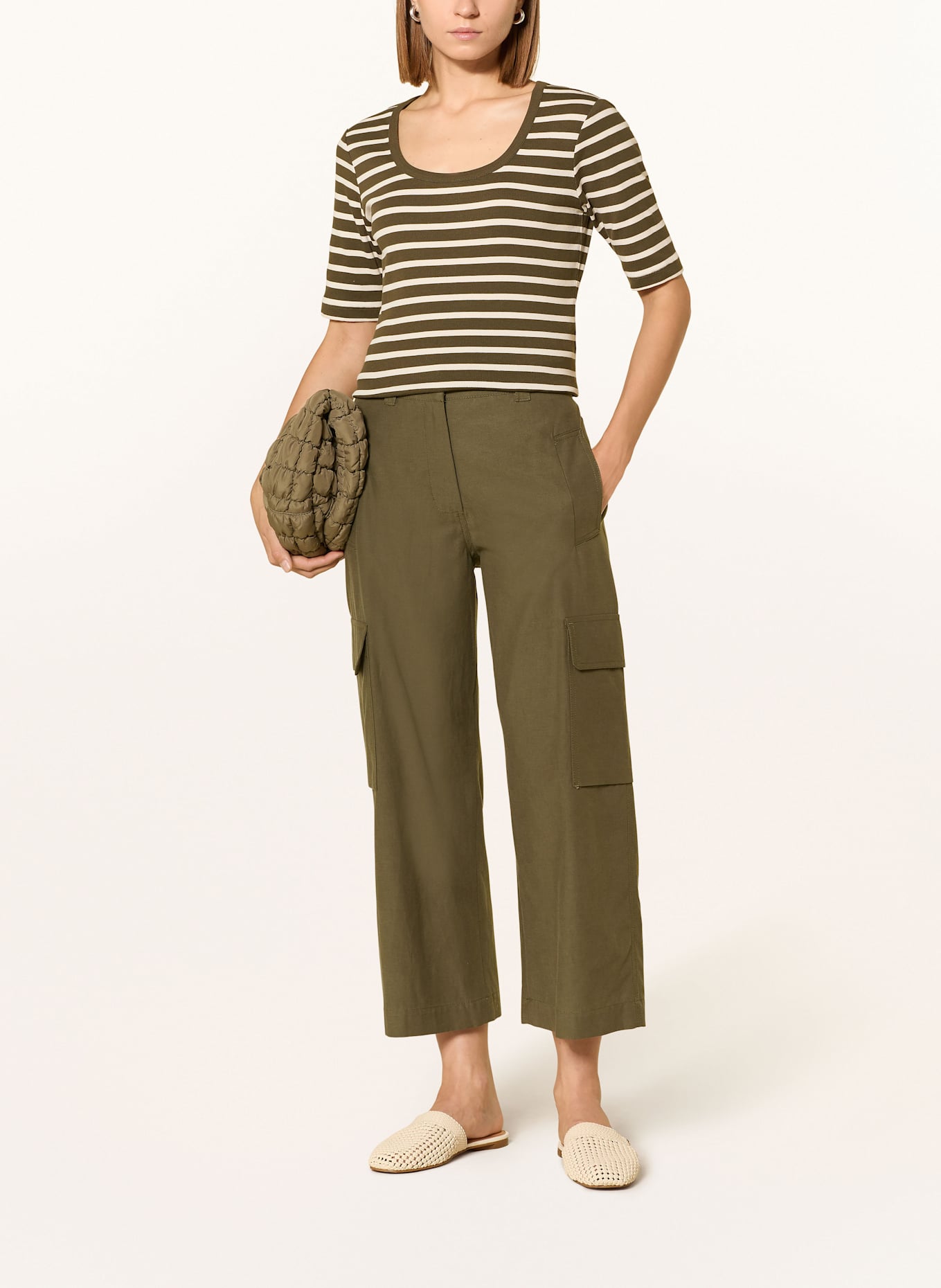 CINQUE T-shirt CIRIOLA: OLIWKOWY / BIAŁY