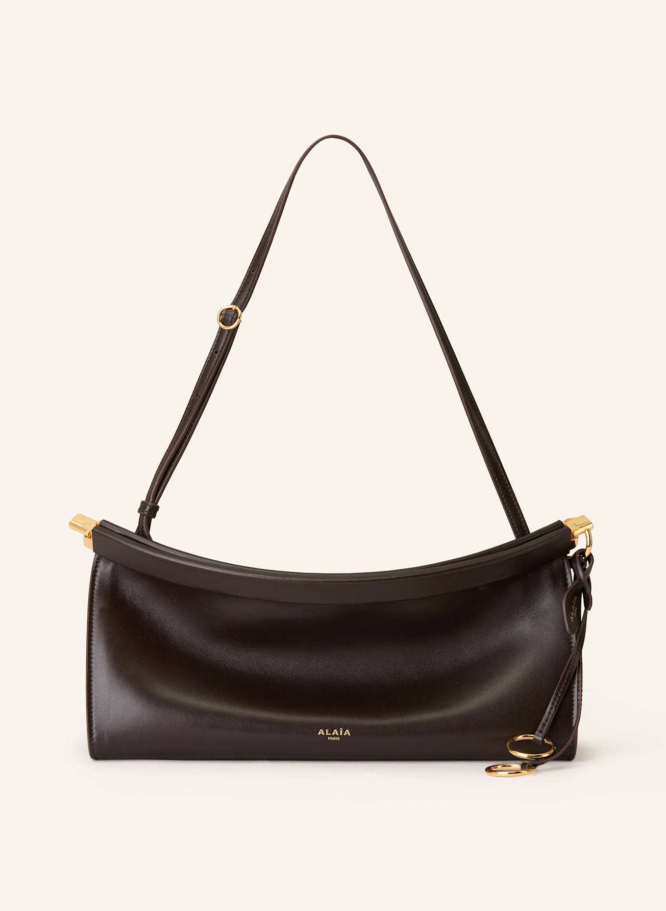 ALAÏA Schultertasche EAST WEST MEDIUM: DUNKELBRAUN