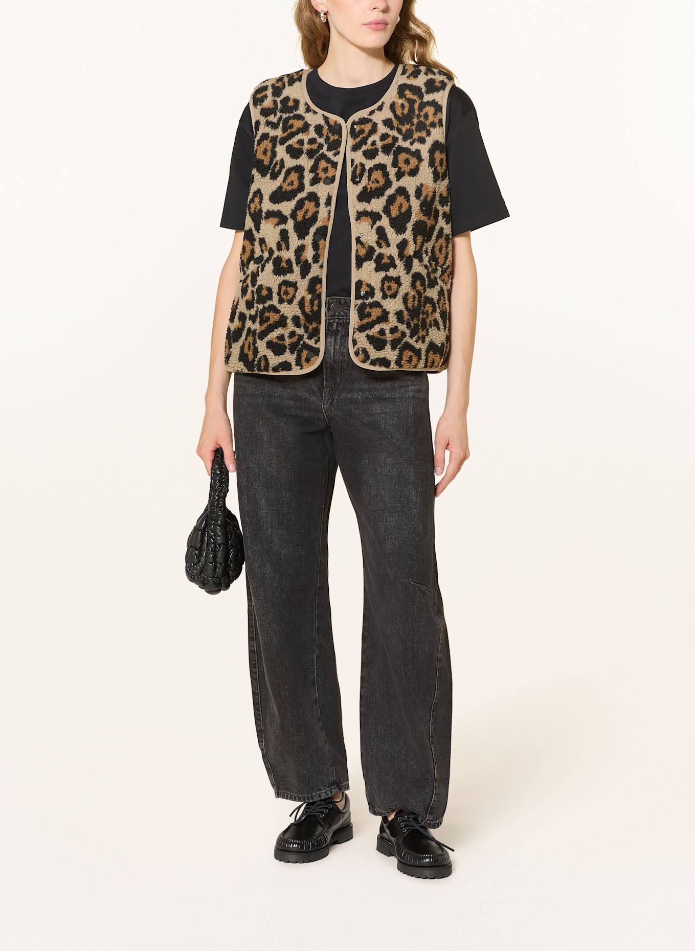 ONLY Teddyfell-Weste: BEIGE / SCHWARZ / BRAUN