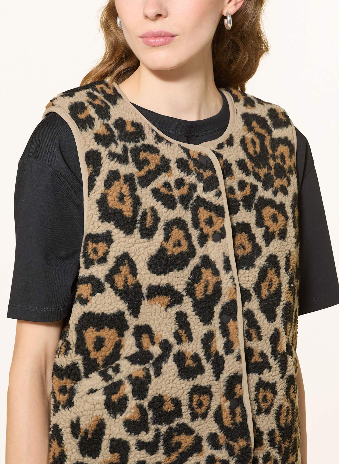 ONLY Teddyfell-Weste: BEIGE / SCHWARZ / BRAUN