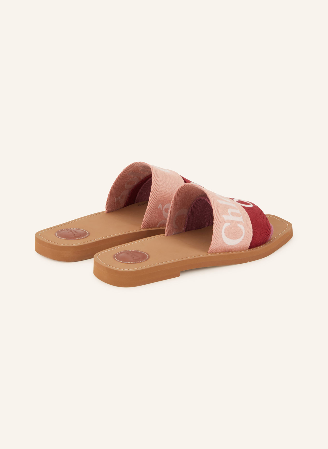 Chloé Pantoletten WOODY: DUNKELROT / HELLROSA / COGNAC