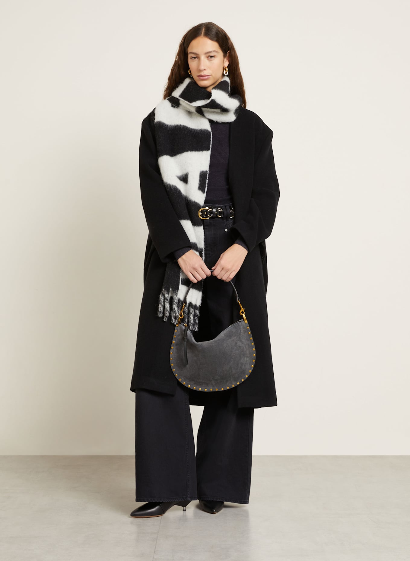 ISABEL MARANT Taška přes rameno OSKAN s nýty: ŠEDÁ