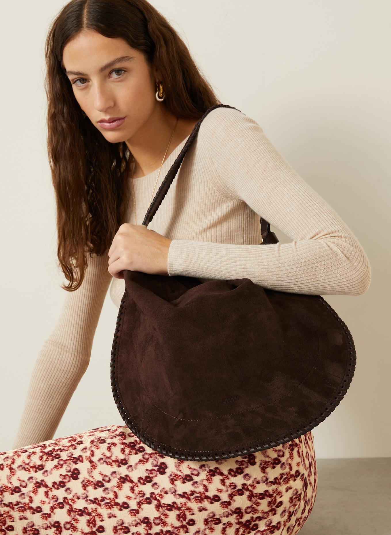 ISABEL MARANT Beuteltasche OSKAN: DUNKELBRAUN