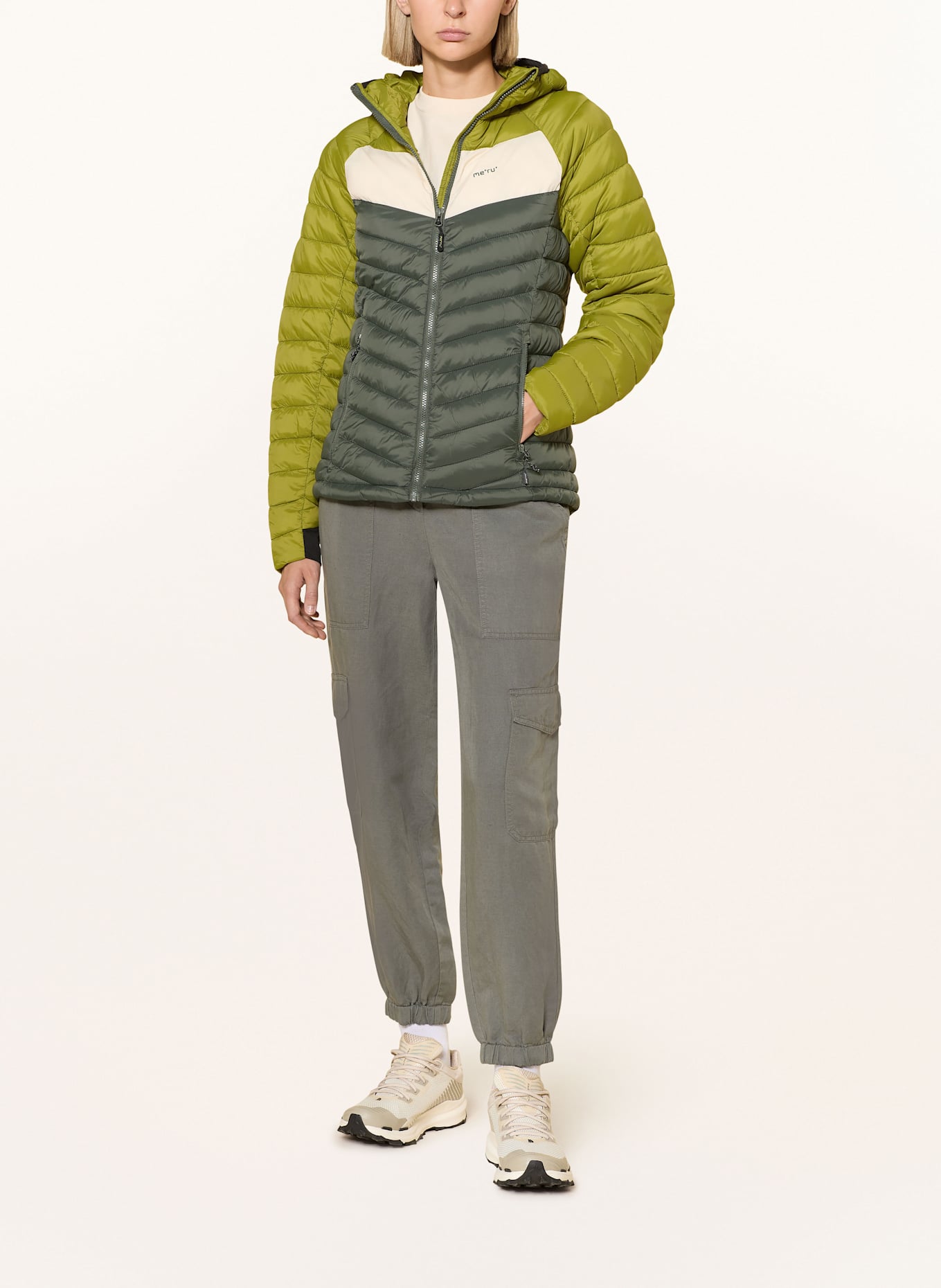 me°ru' Steppjacke PERRYVILLE: HELLGRÜN / DUNKELGRÜN / CREME