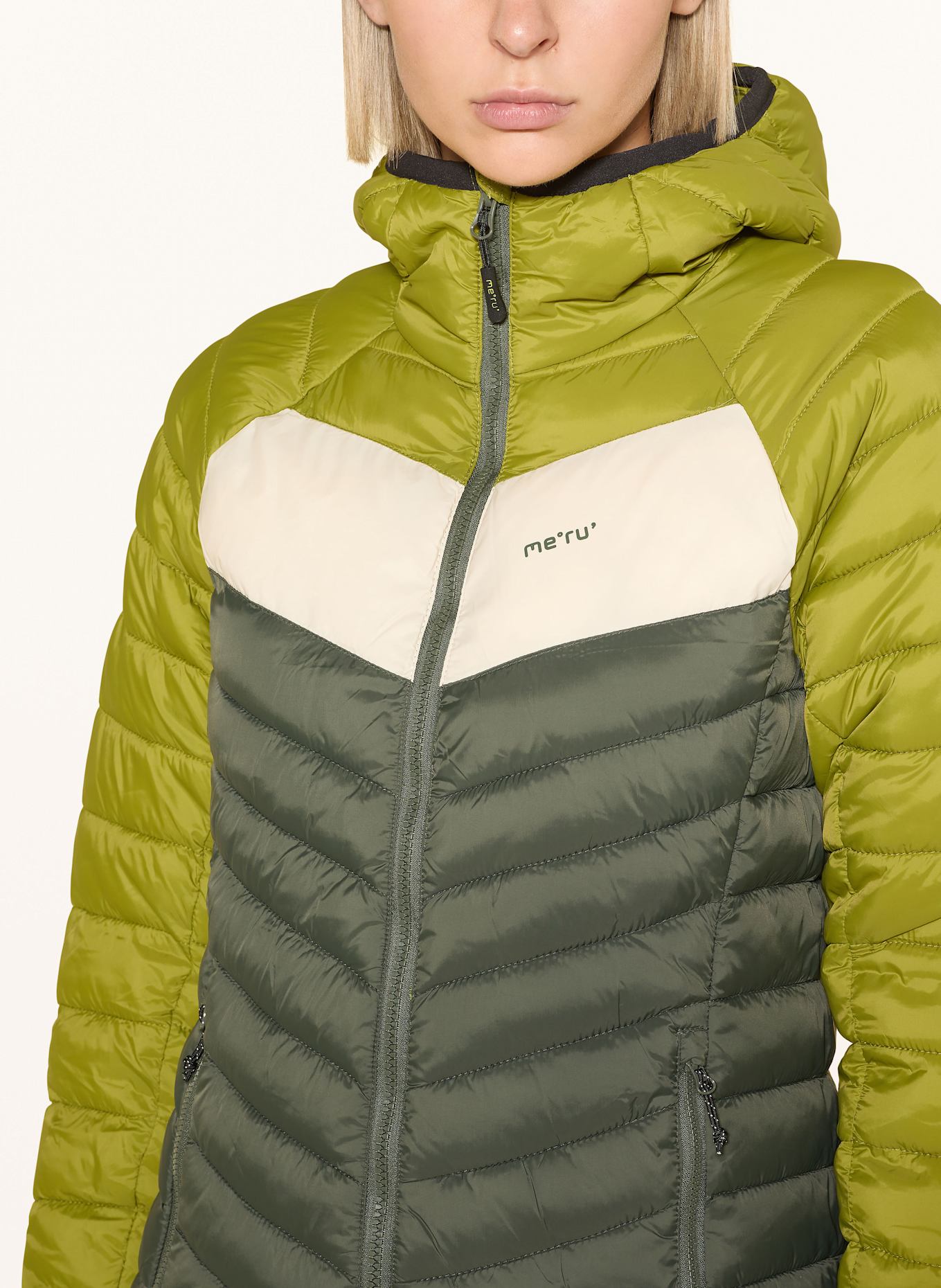 me°ru' Steppjacke PERRYVILLE: HELLGRÜN / DUNKELGRÜN / CREME