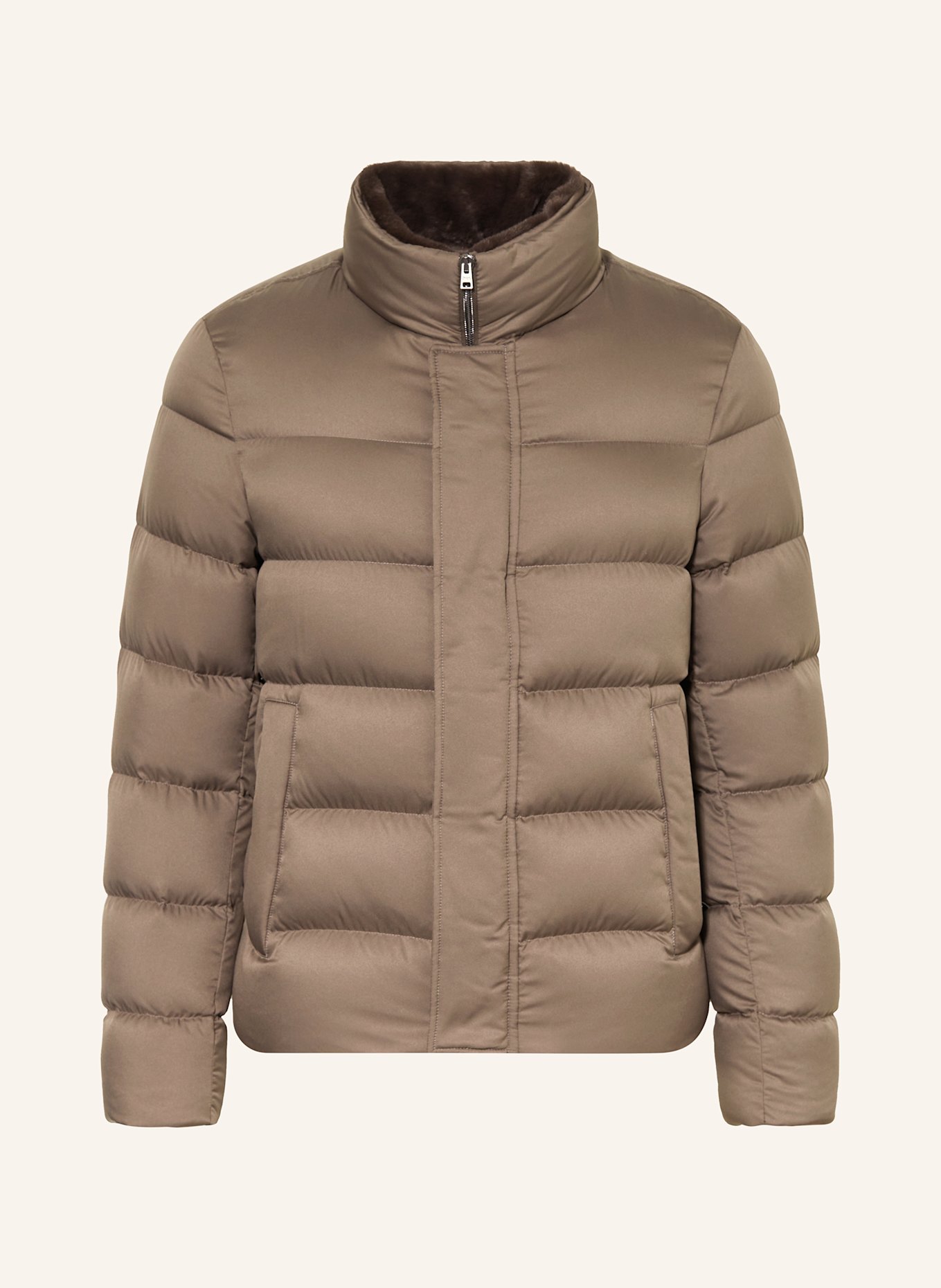 HERNO Down jacket with detachable faux fur in beige