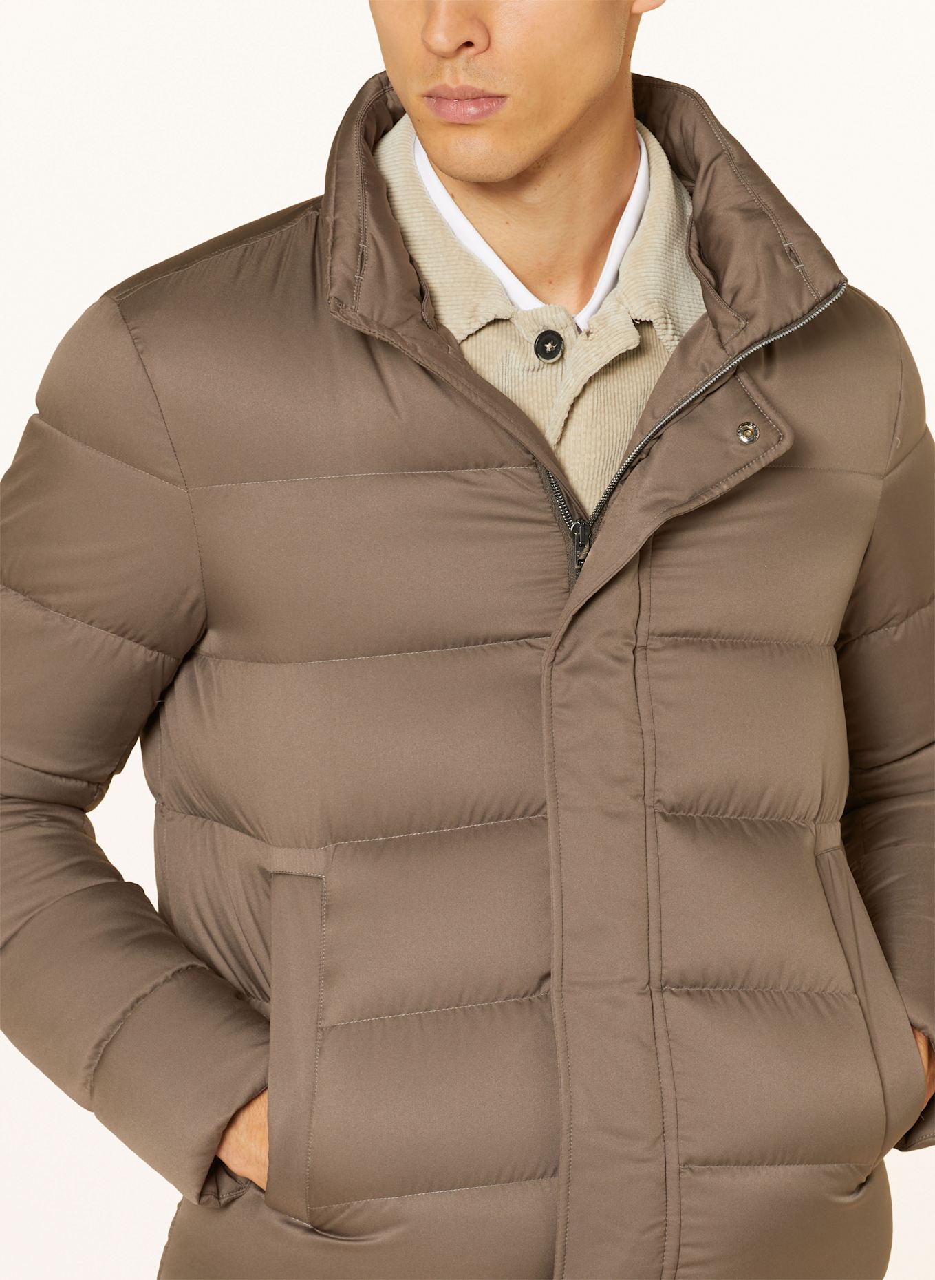 HERNO Down jacket with detachable faux fur in beige HERNO Down jacket with detachable faux fur in beige