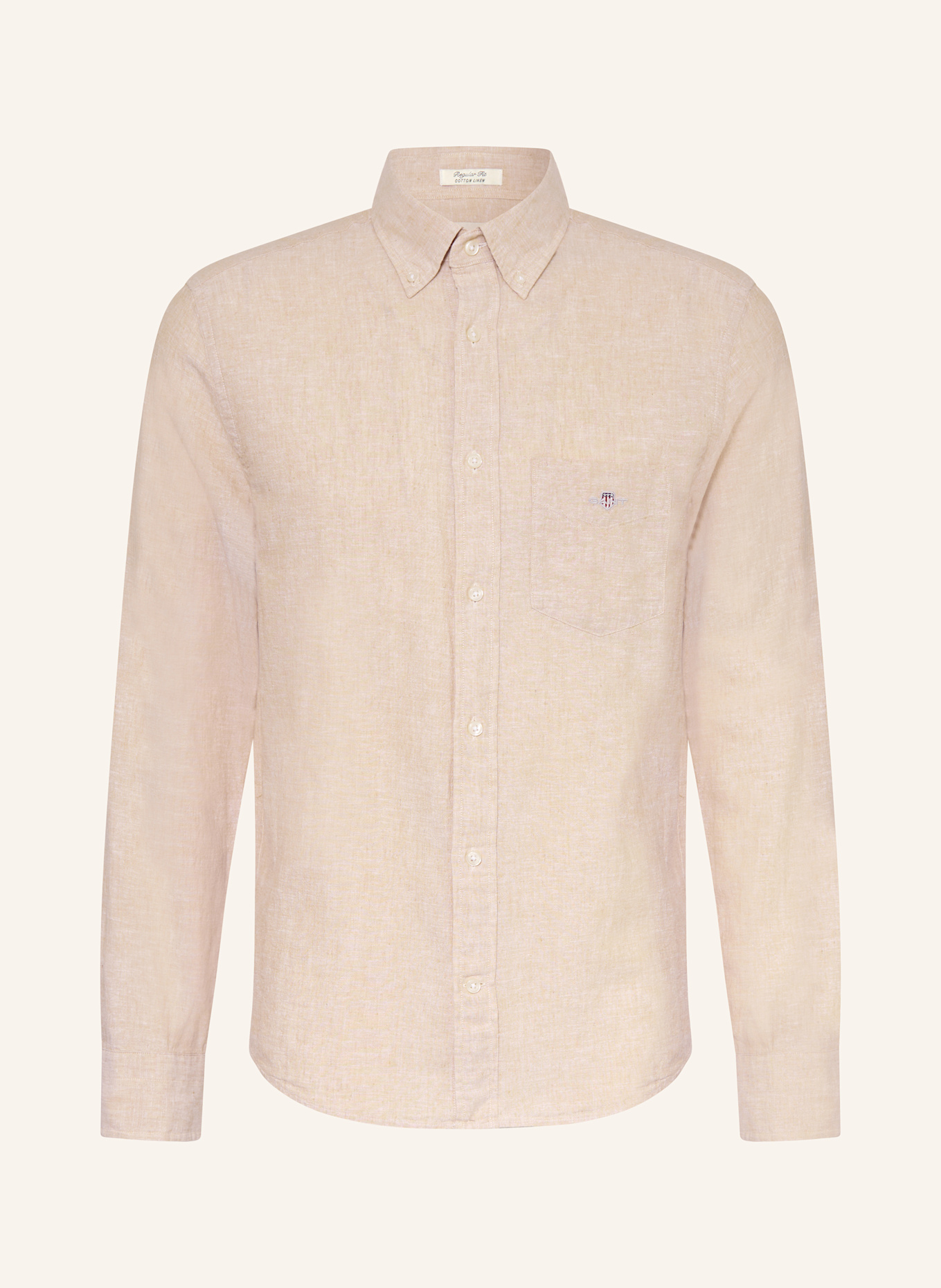 GANT Hemd Regular Fit mit Leinen: BEIGE
