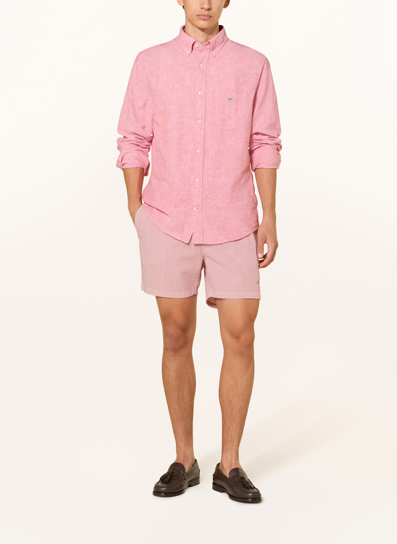 GANT Koszula Regular Fit z lnu: JASNOCZERWONY