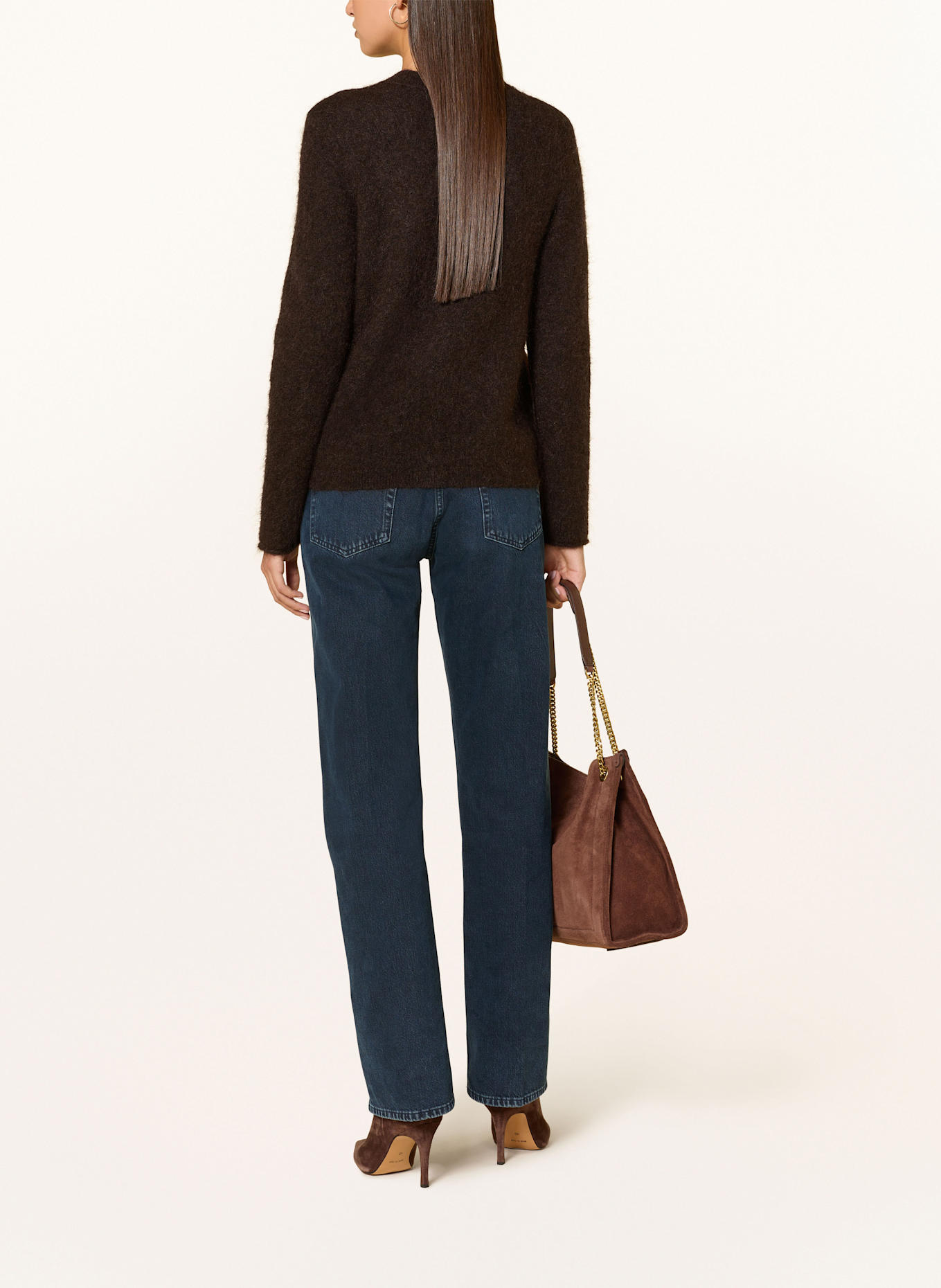 MAERZ MUENCHEN Strickjacke mit Mohair: DUNKELBRAUN