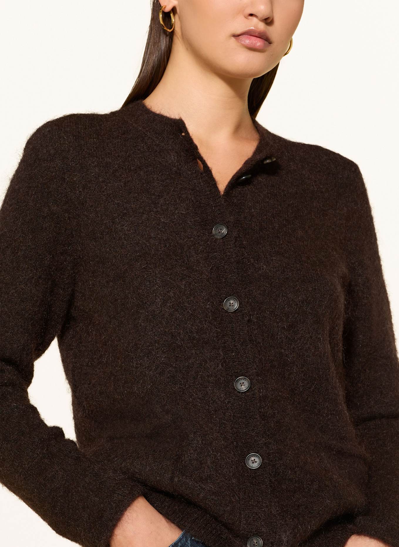 MAERZ MUENCHEN Strickjacke mit Mohair: DUNKELBRAUN