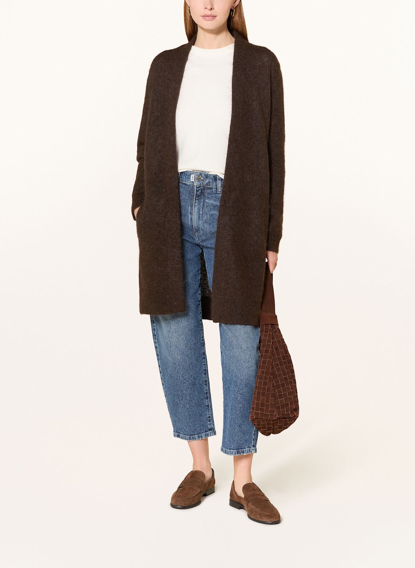 MAERZ MUENCHEN Dzianinowe wdzianko z dodatkiem moheru: CIEMNOBRĄZOWY