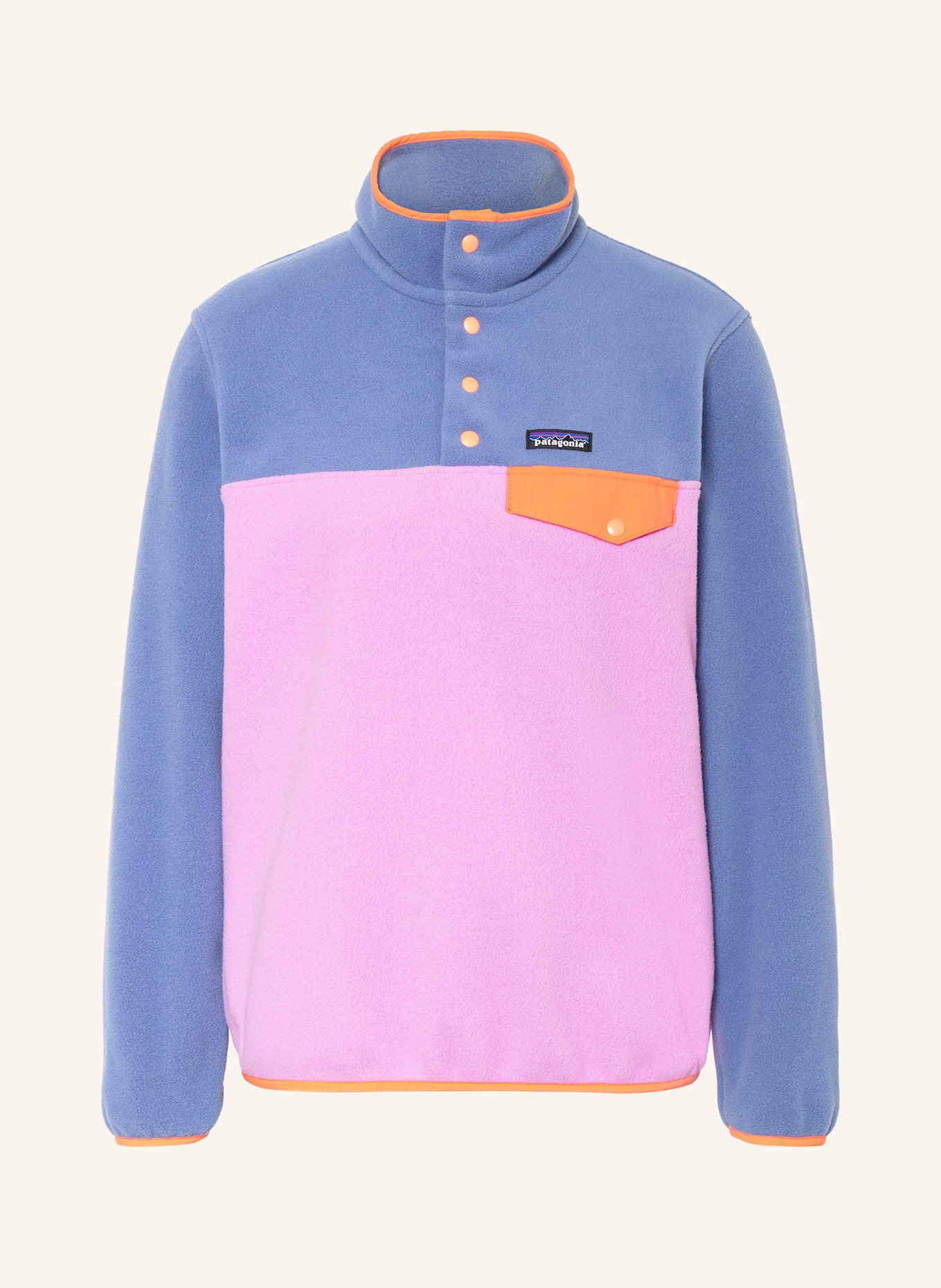 patagonia Fleece-Troyer SNAP: BLAUGRAU/ HELLLILA/ ORANGE