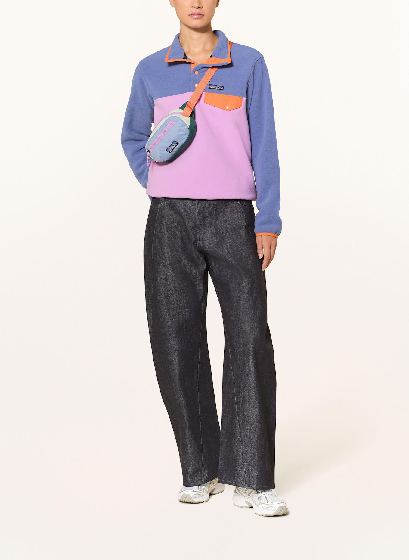 patagonia Fleece-Troyer SNAP: BLAUGRAU/ HELLLILA/ ORANGE