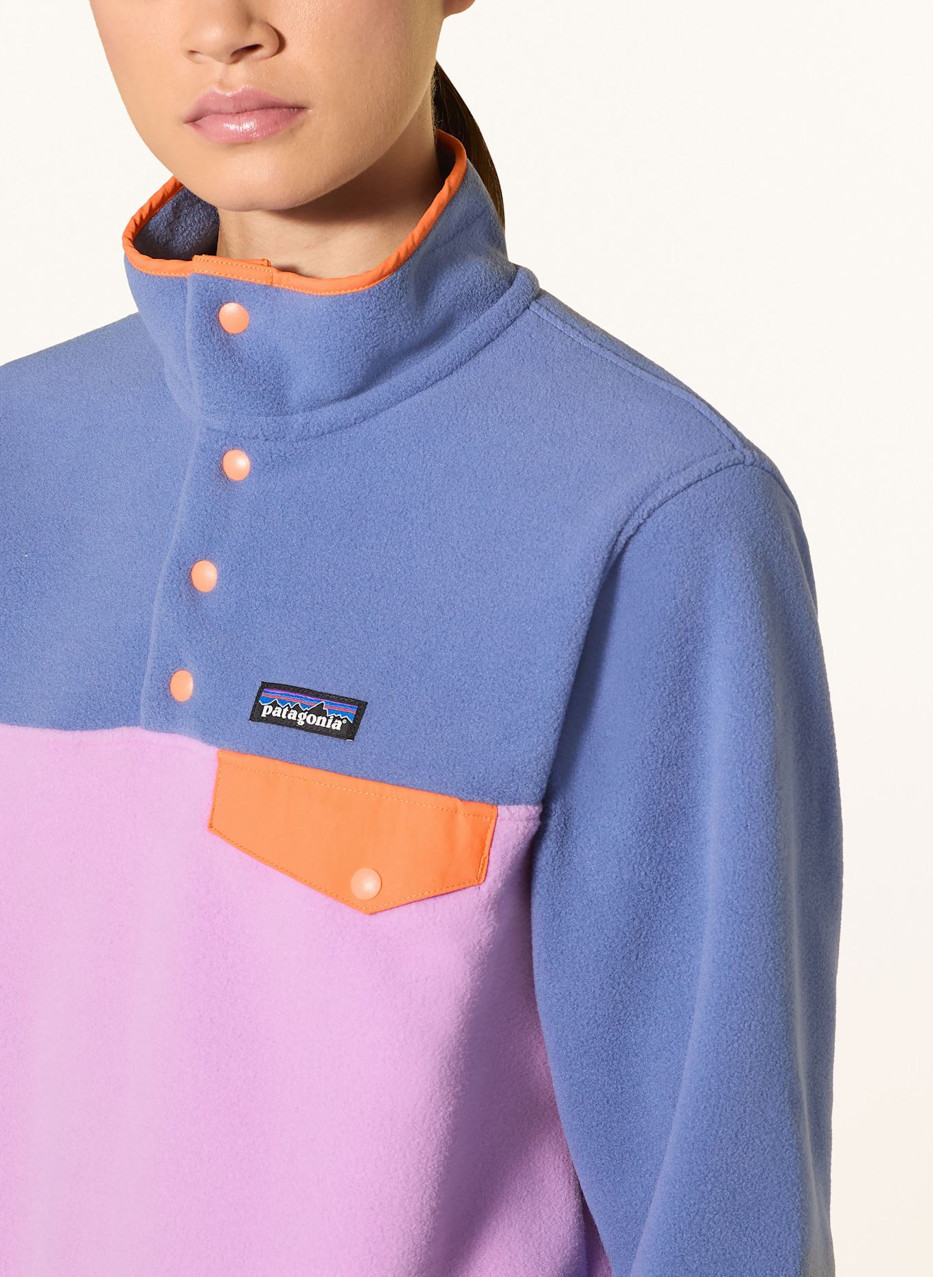 patagonia Fleece-Troyer SNAP: BLAUGRAU/ HELLLILA/ ORANGE
