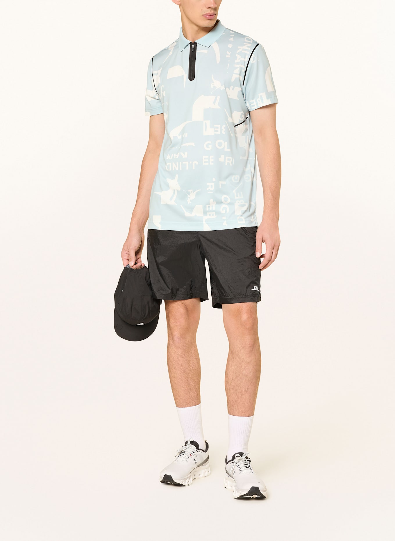 J.LINDEBERG Funkcyjna koszulka polo: JASNONIEBIESKI / BIAŁY / CZARNY